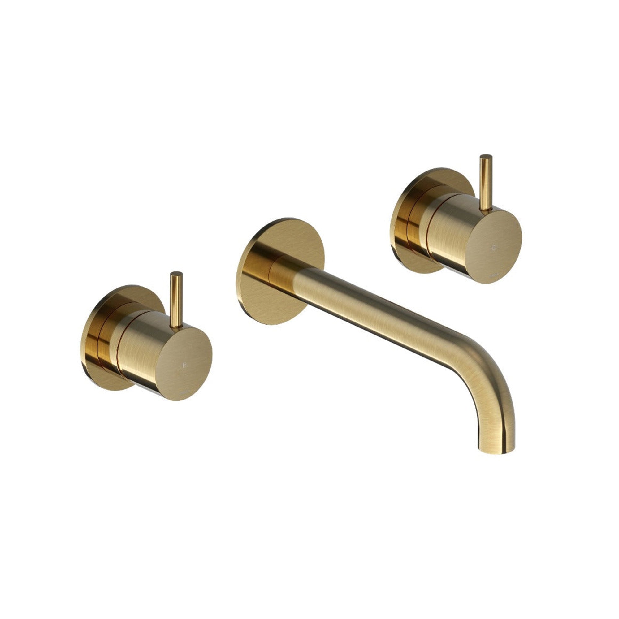 cobber 3 hole wall mounted basin mixer brushed brass