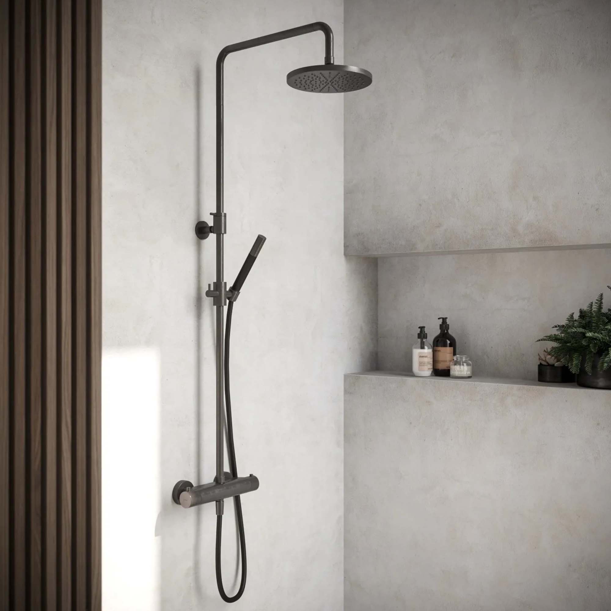 Cobber Exposed Thermostatic Rigid Riser Shower with Pencil Handset ...