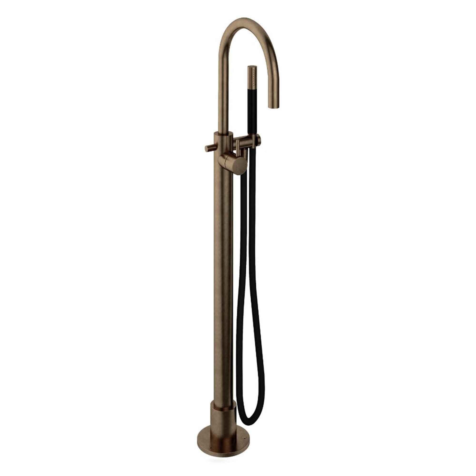 cobber floorstanding bath shower mixer with handset aged brass