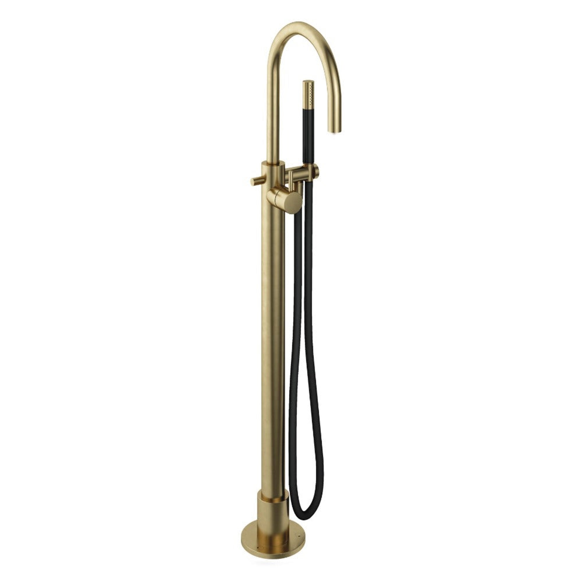 cobber floorstanding bath shower mixer with handset brushed brass