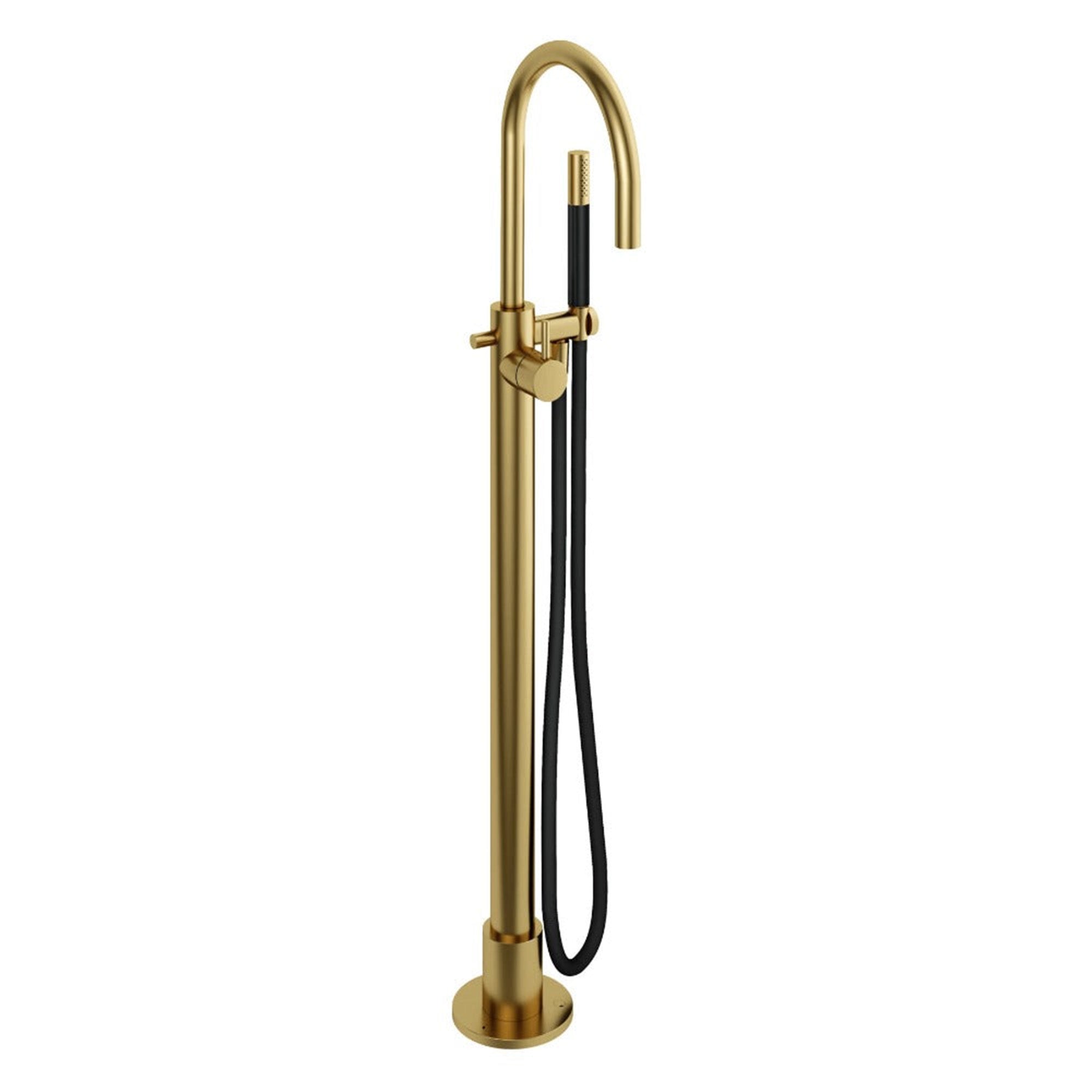 cobber floorstanding bath shower mixer with handset brushed brass pvd