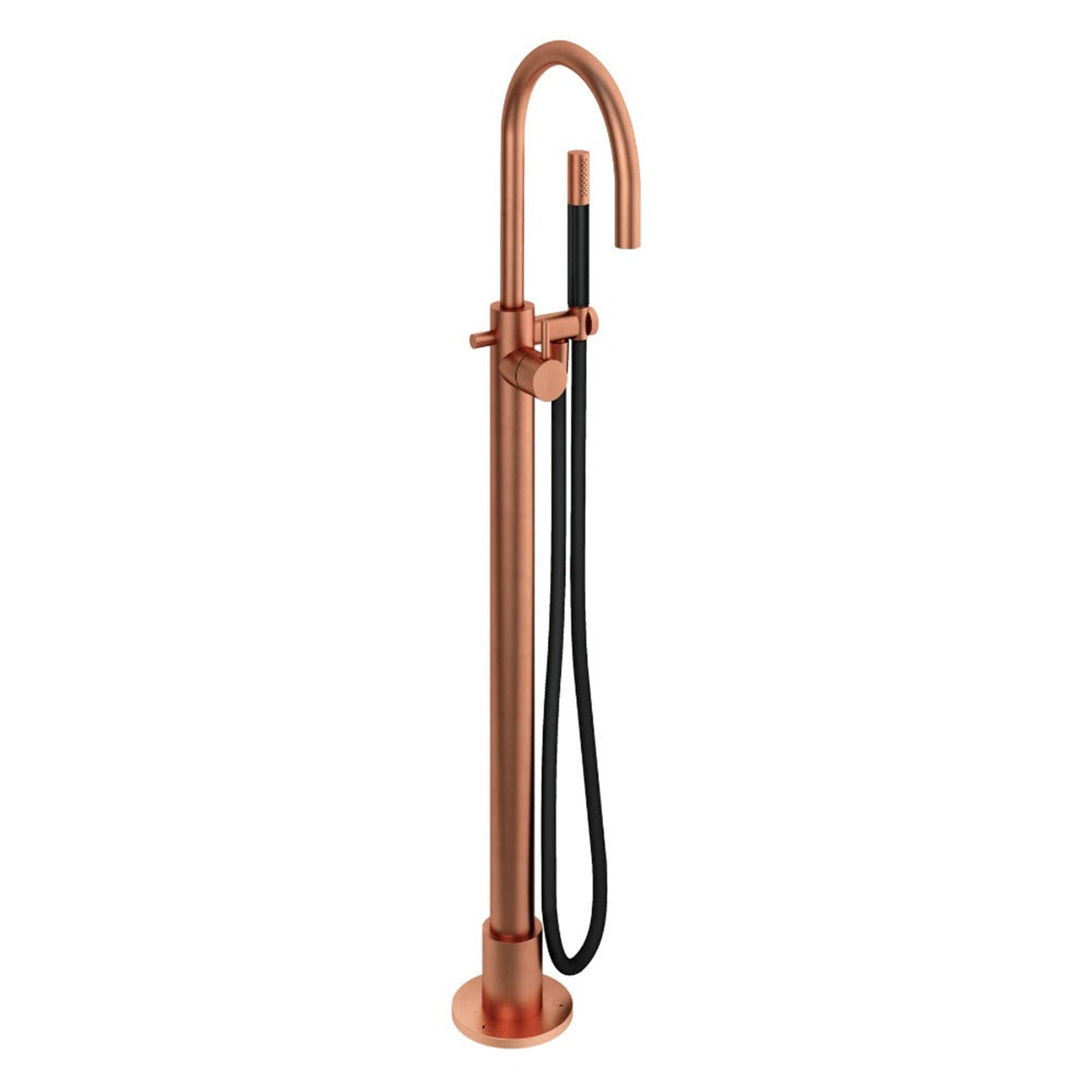 cobber floorstanding bath shower mixer with handset brushed copper