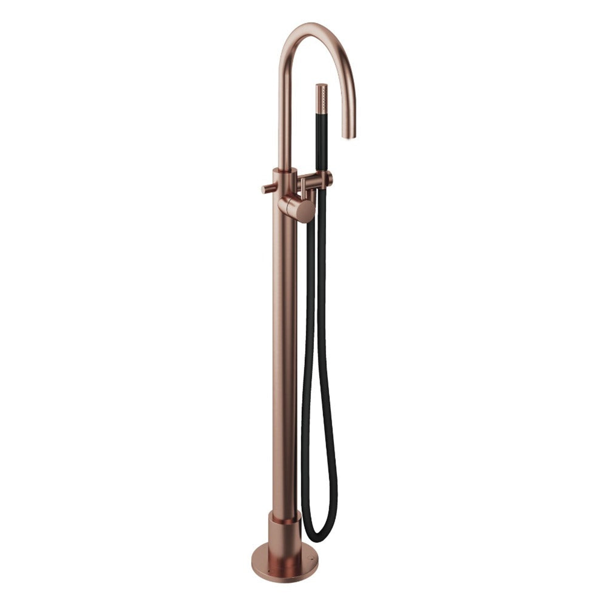 cobber floorstanding bath shower mixer with handset brushed copper pvd