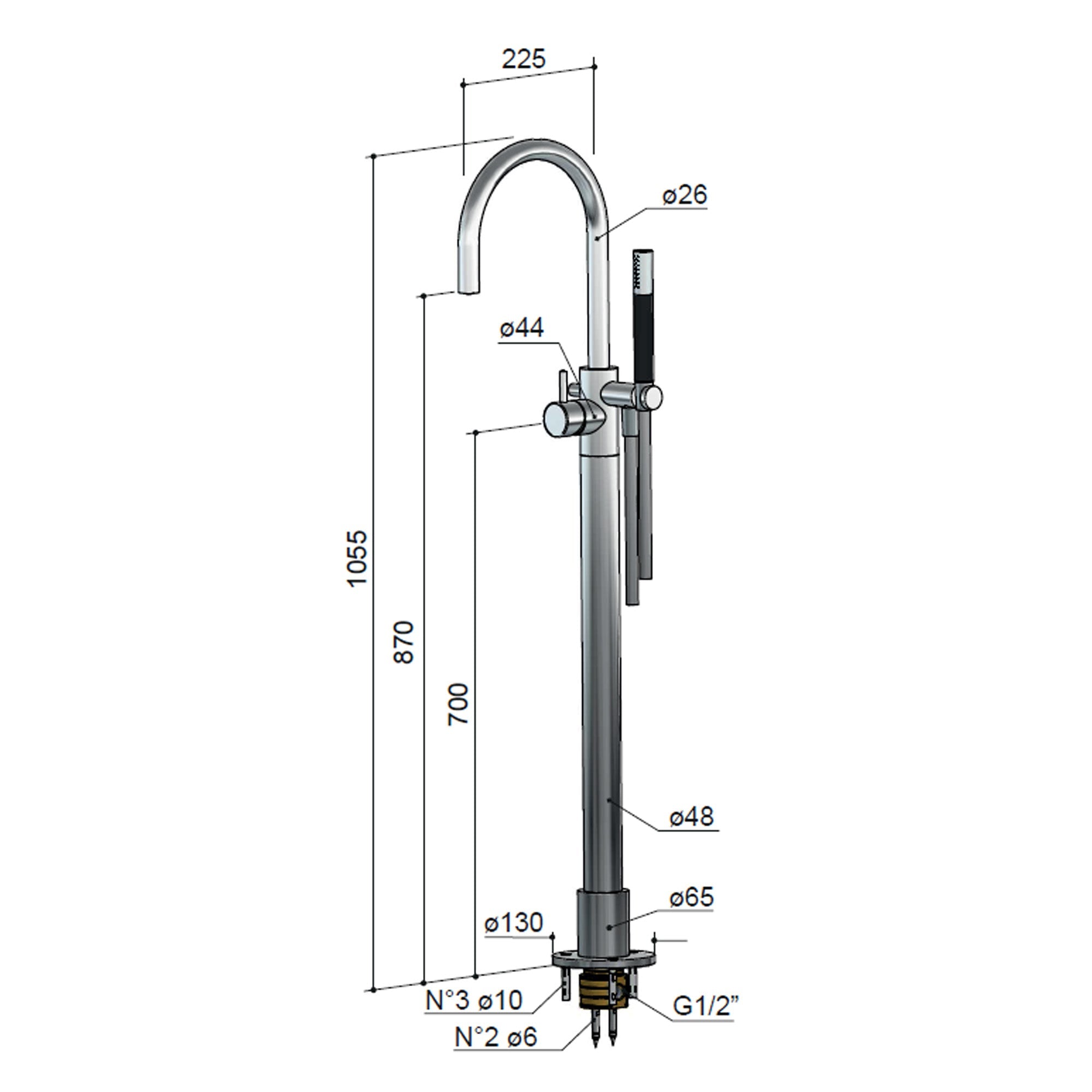 Cobber Floorstanding Bath Shower Mixer With Handset