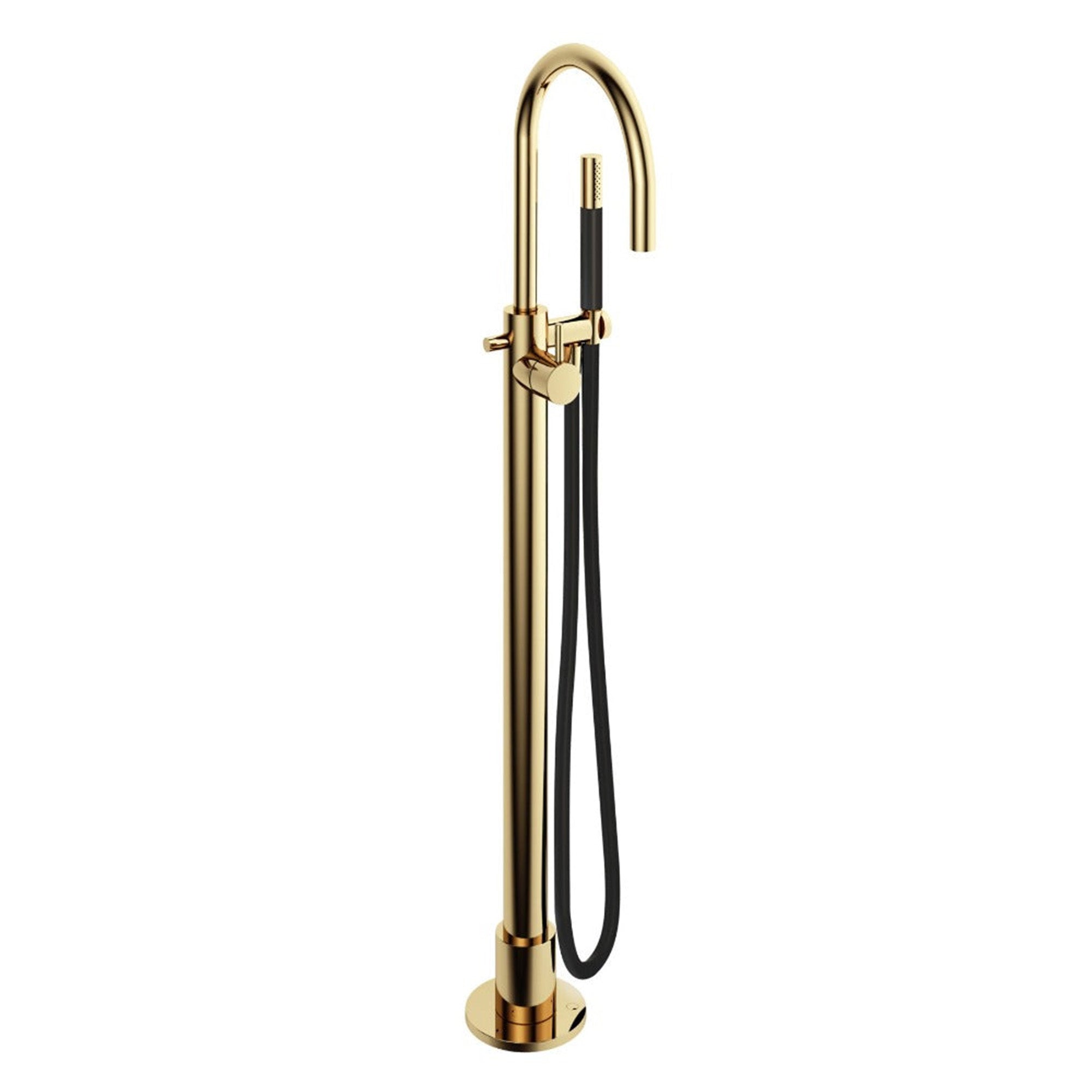 cobber floorstanding bath shower mixer with handset polished brass