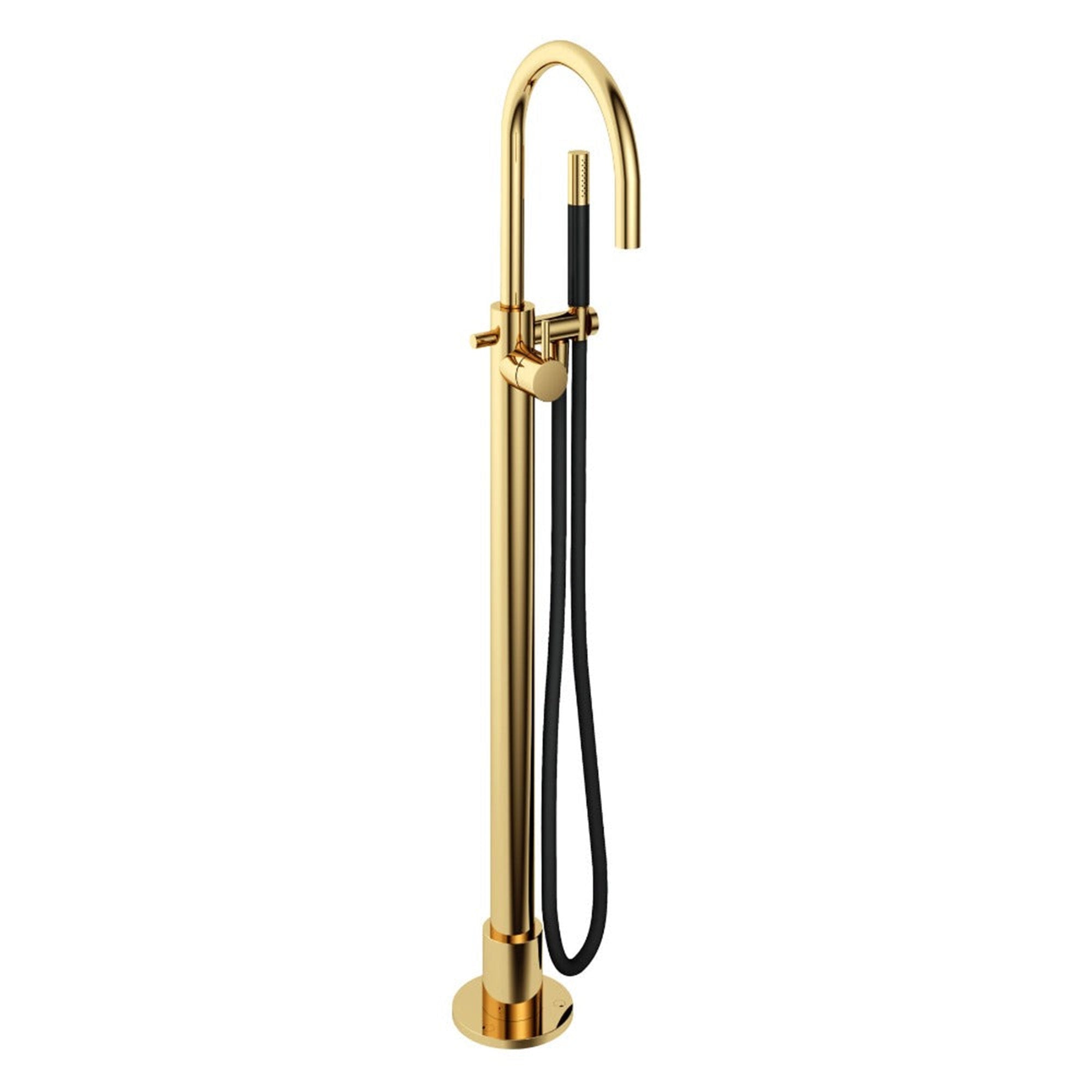 cobber floorstanding bath shower mixer with handset polished brass pvd