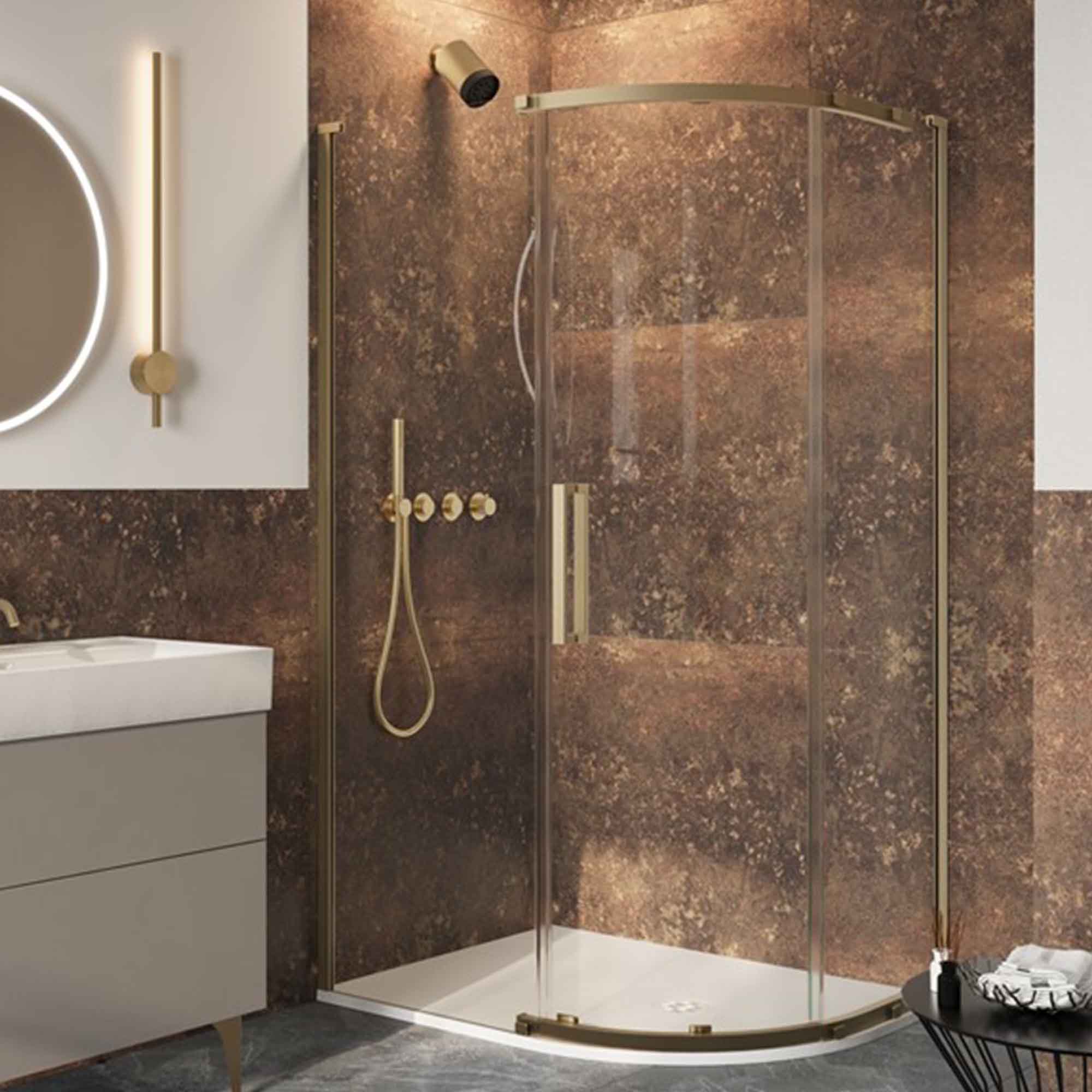 crosswater asura offset quadrant shower door brushed brass