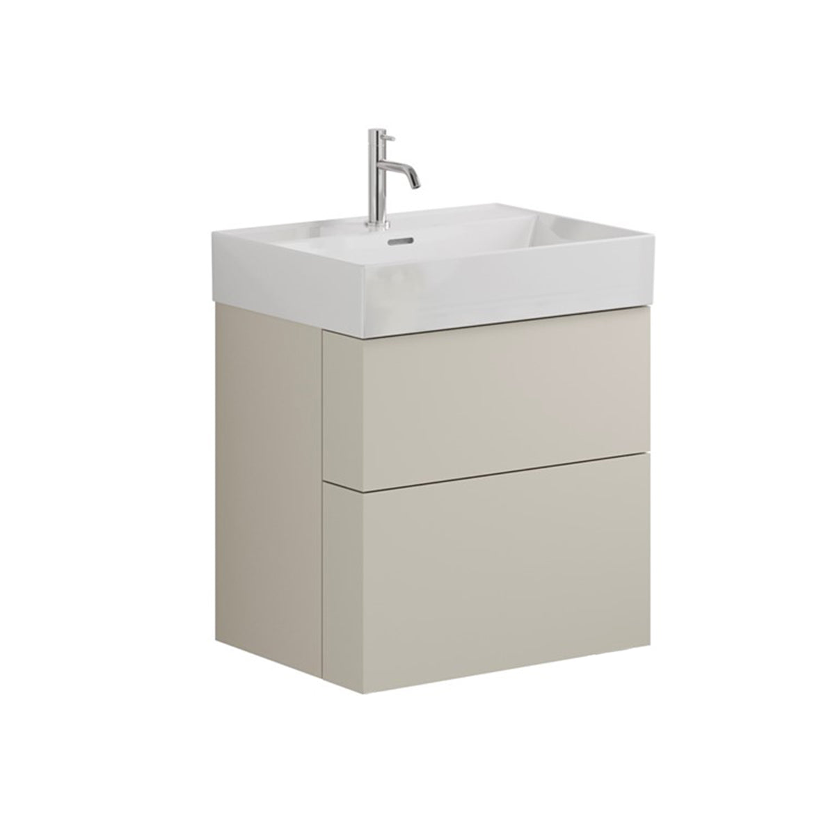 crosswater avenue 600mm 2 drawer wall mounted vanity unit with ceramic basin warm stone