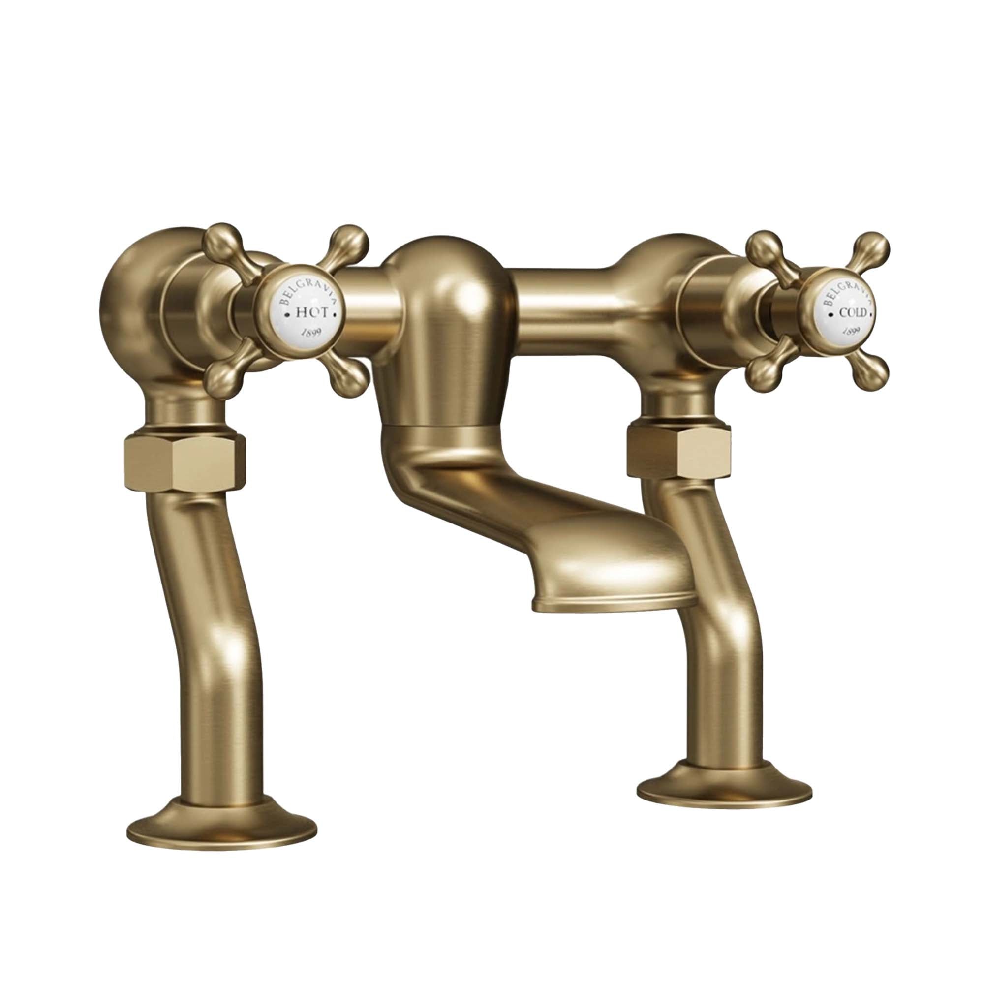 crosswater belgravia crosshead deck mounted bath mixer tap brushed brass