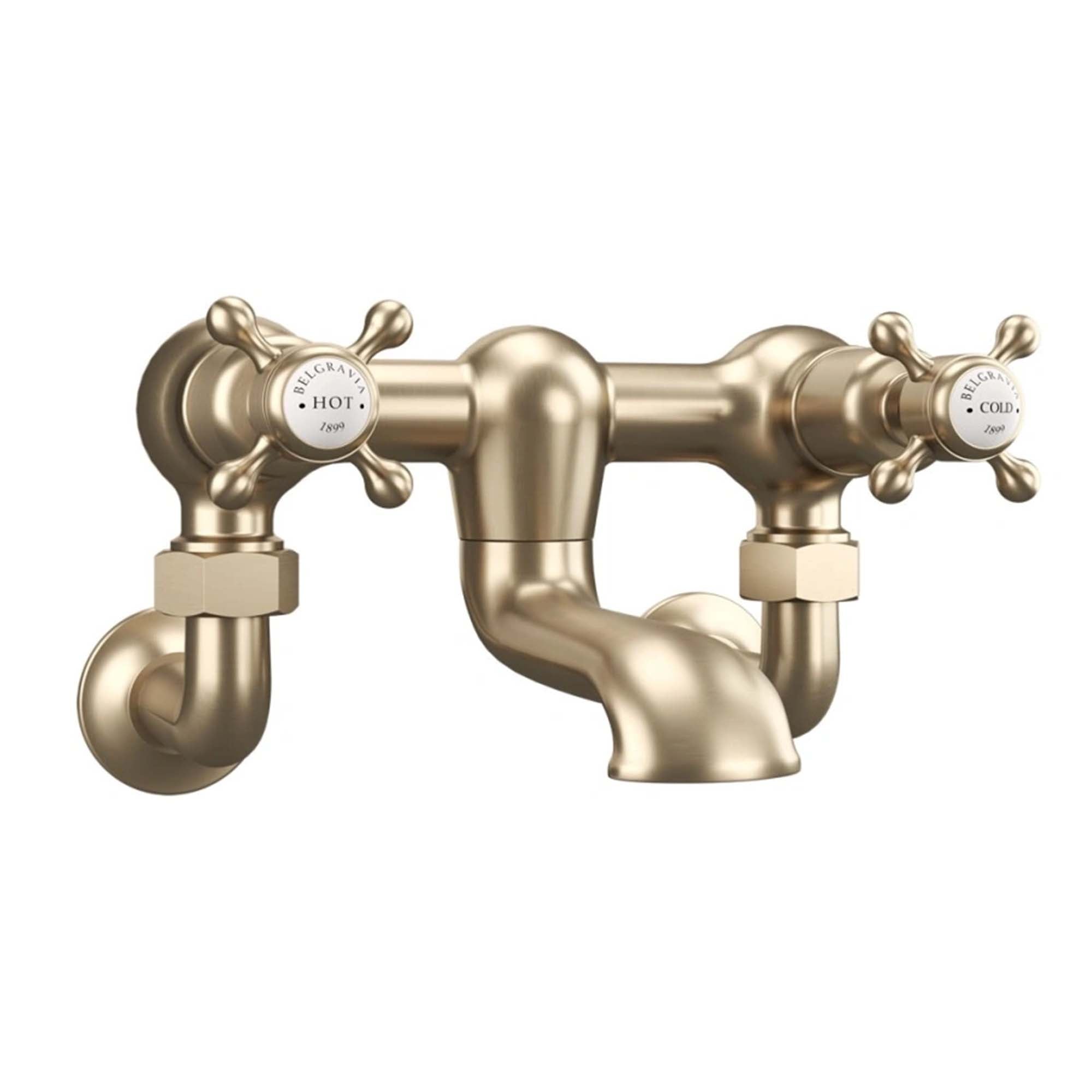 crosswater belgravia crosshead wall mounted bath mixer tap brushed brass