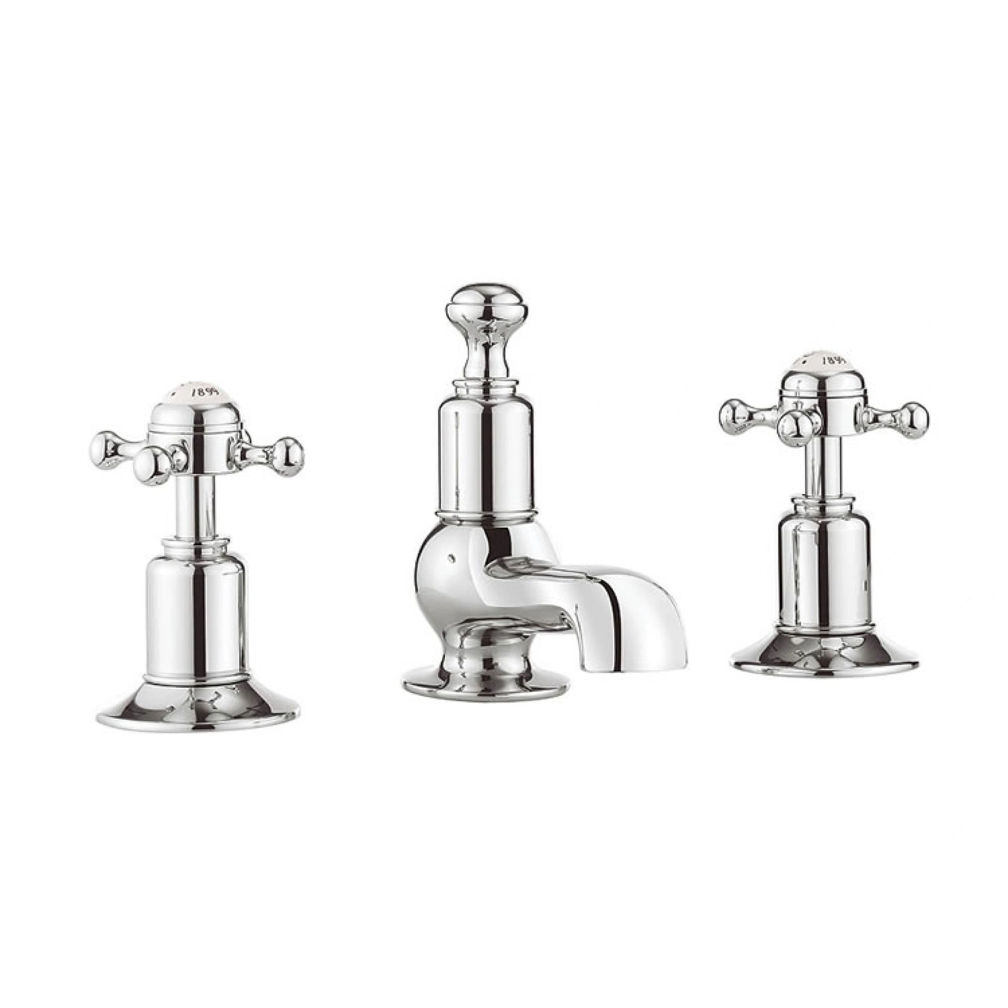 Crosswater Belgravia Crosshead 3 Tap Hole Basin Mixer Set With Pop Up Waste