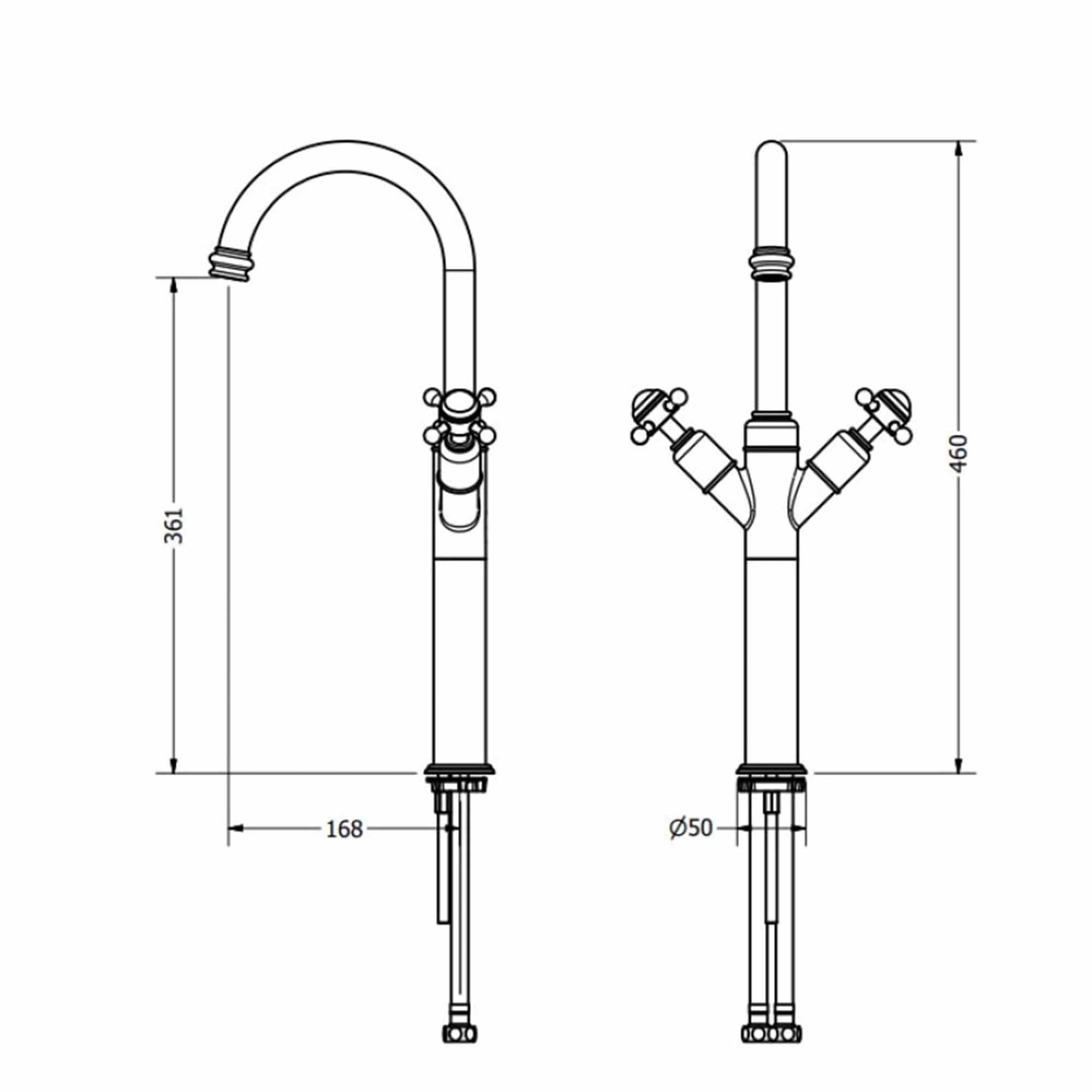 crosswater belgravia tall basin mixer tap mono dimensions