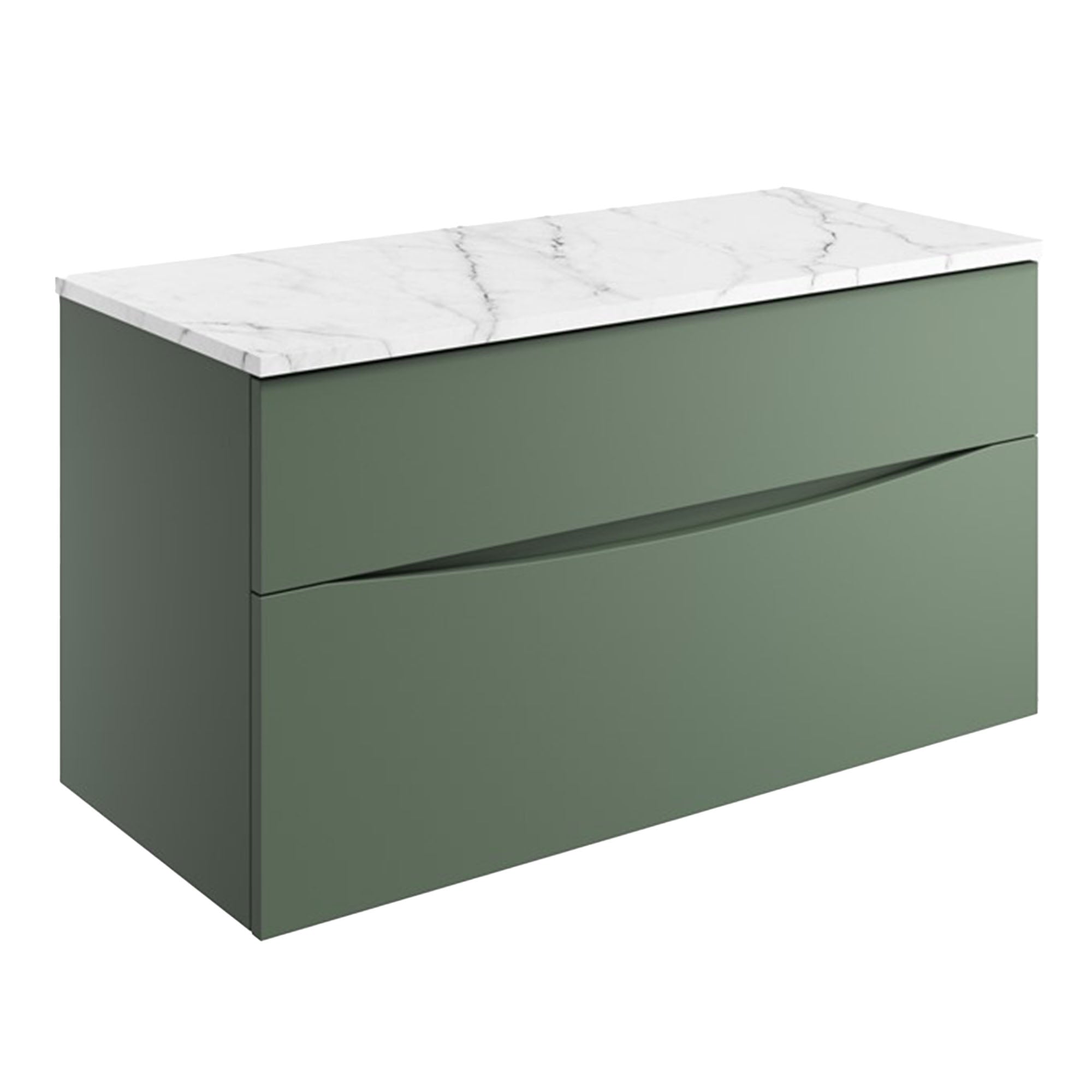 Crosswater Glide II 2-Drawer Wall Hung Vanity Unit With Carrara Marble Worktop