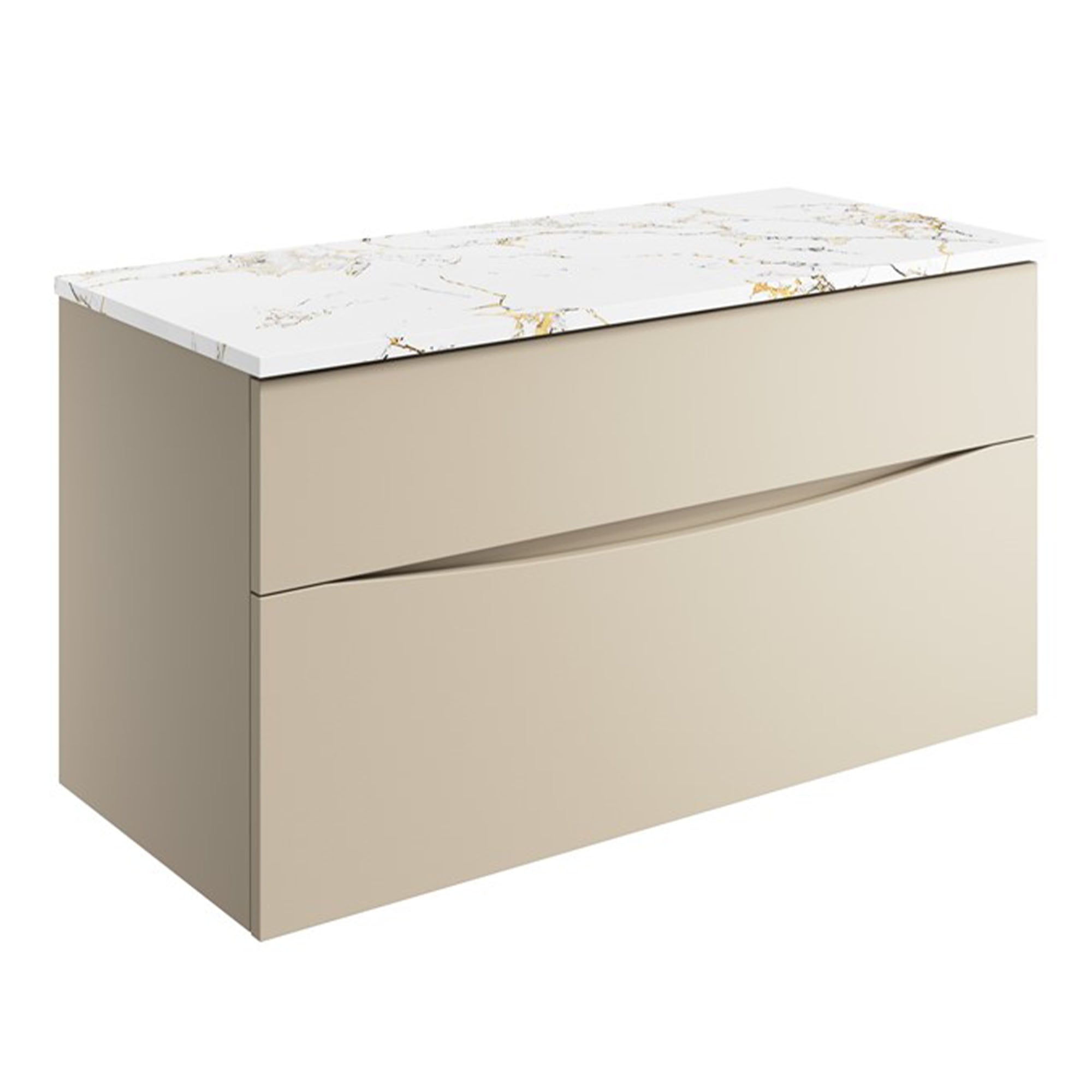 crosswater glide II 1000 wall hung vanity unit with gold vein estatuario marble worktop warm stone