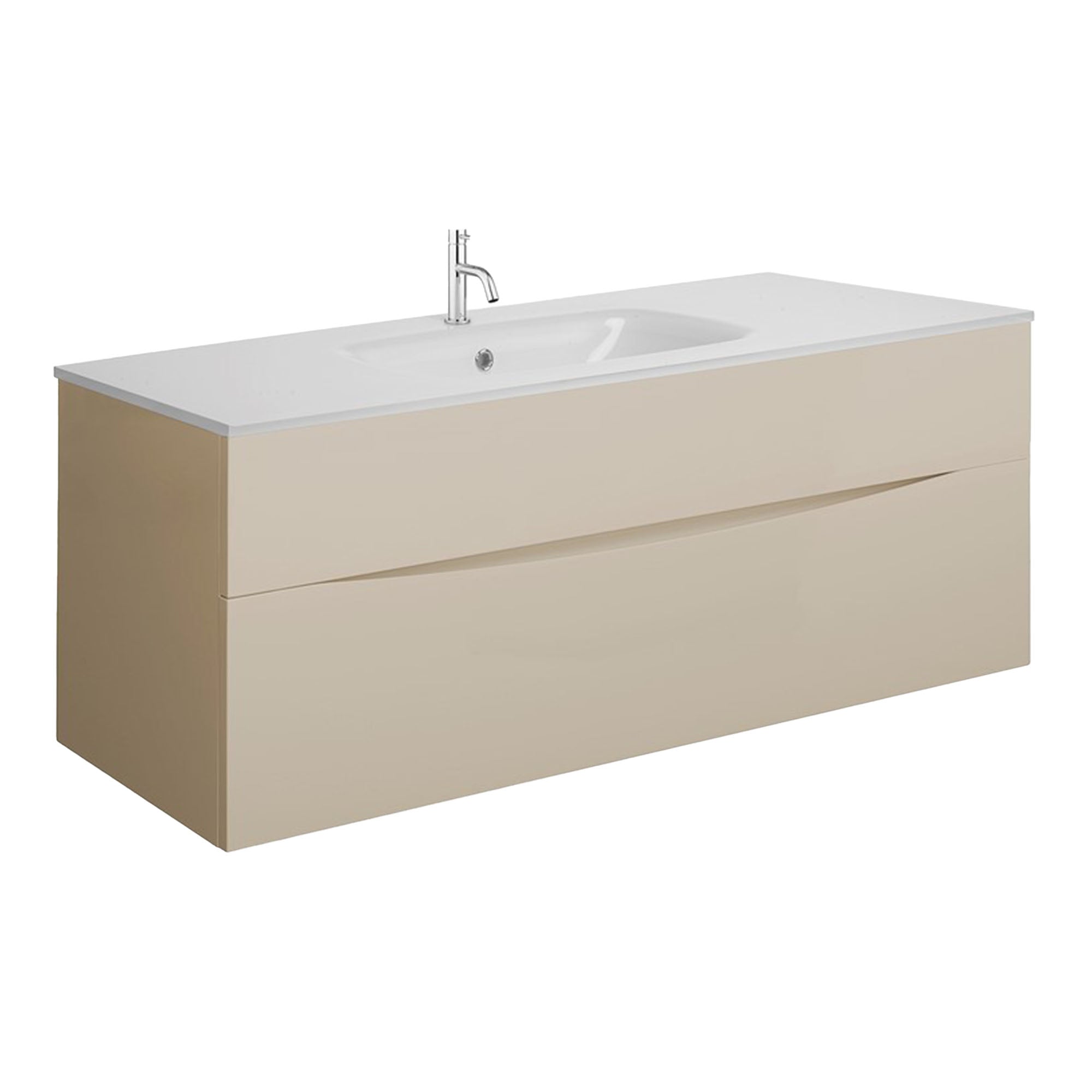 Crosswater Glide II 2-Drawer Wall Hung Vanity Unit With Ice White Glass Basin