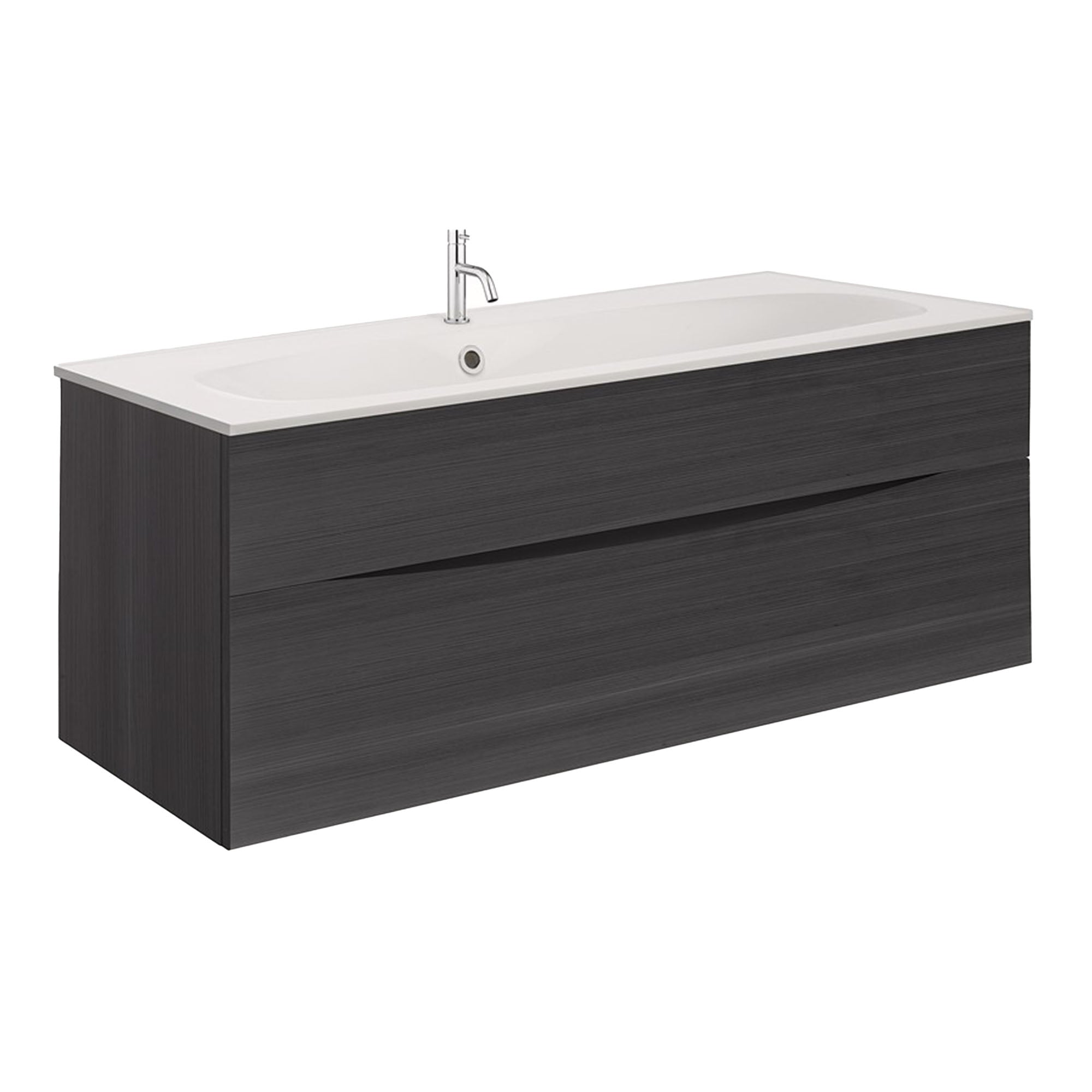 crosswater glide II 1000 wall hung vanity unit with matt white basin steelwood