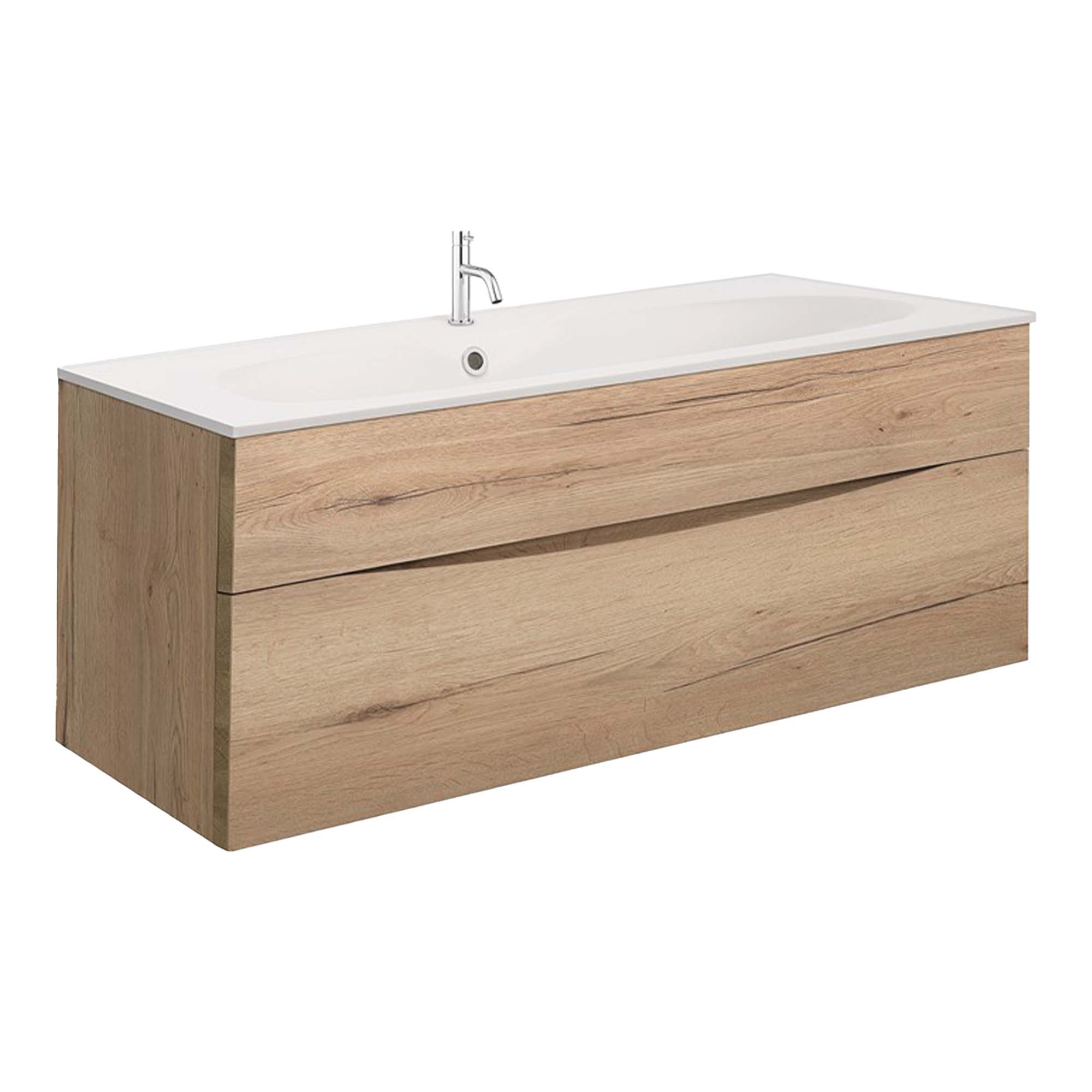 crosswater glide II 1000 wall hung vanity unit with matt white basin windsor oak