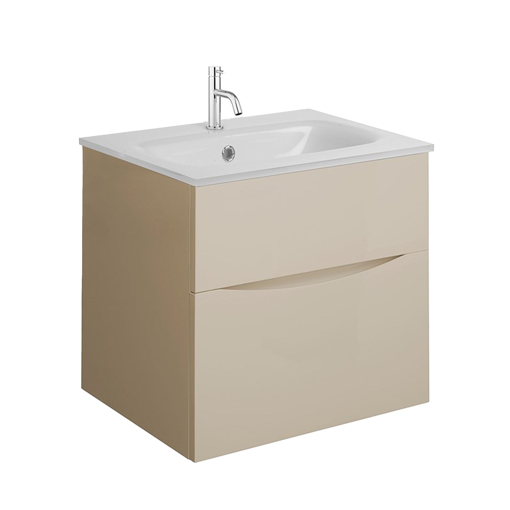 Crosswater Glide II 2-Drawer Wall Hung Vanity Unit With Ice White Glass Basin