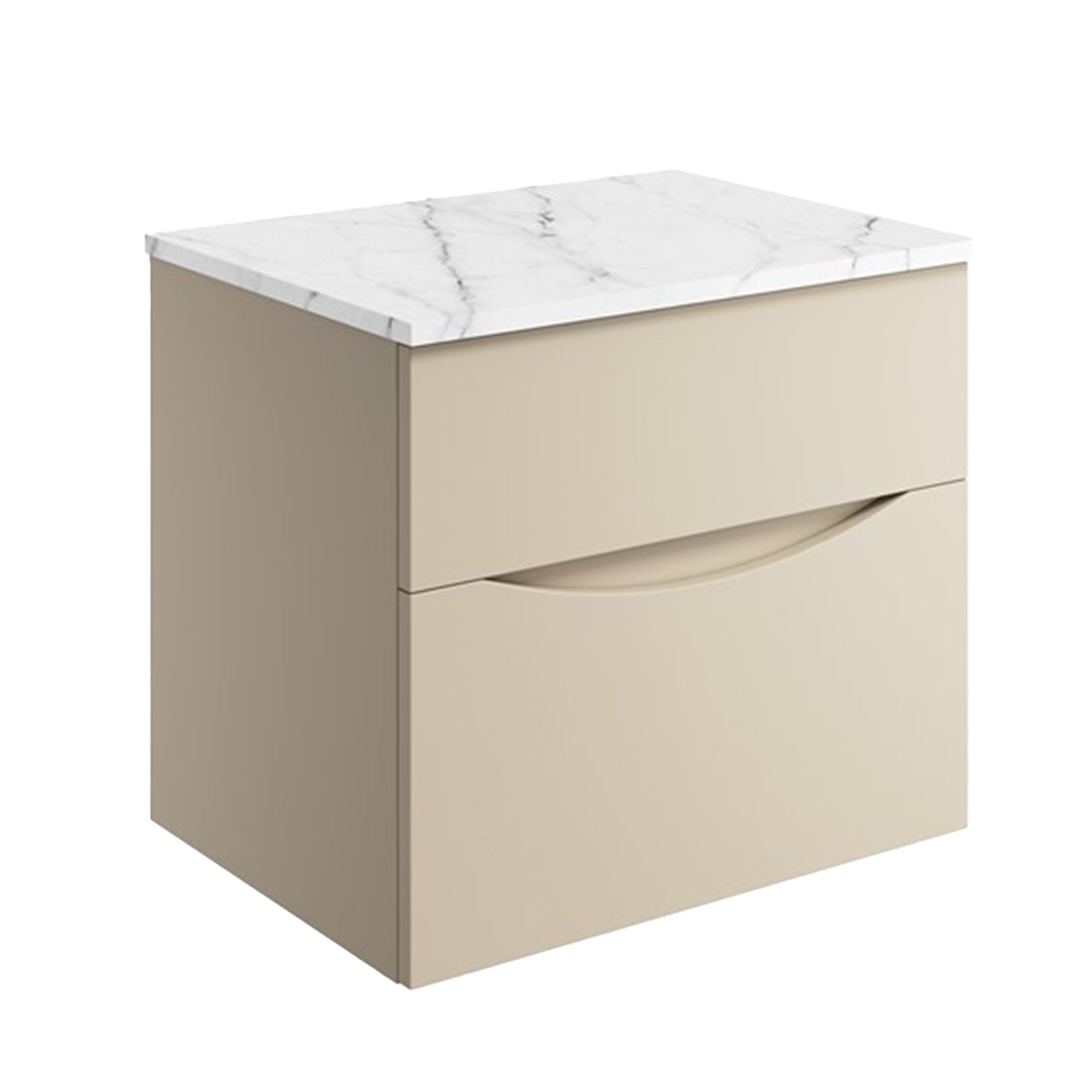 Crosswater Glide II 2-Drawer Wall Hung Vanity Unit With Carrara Marble Worktop