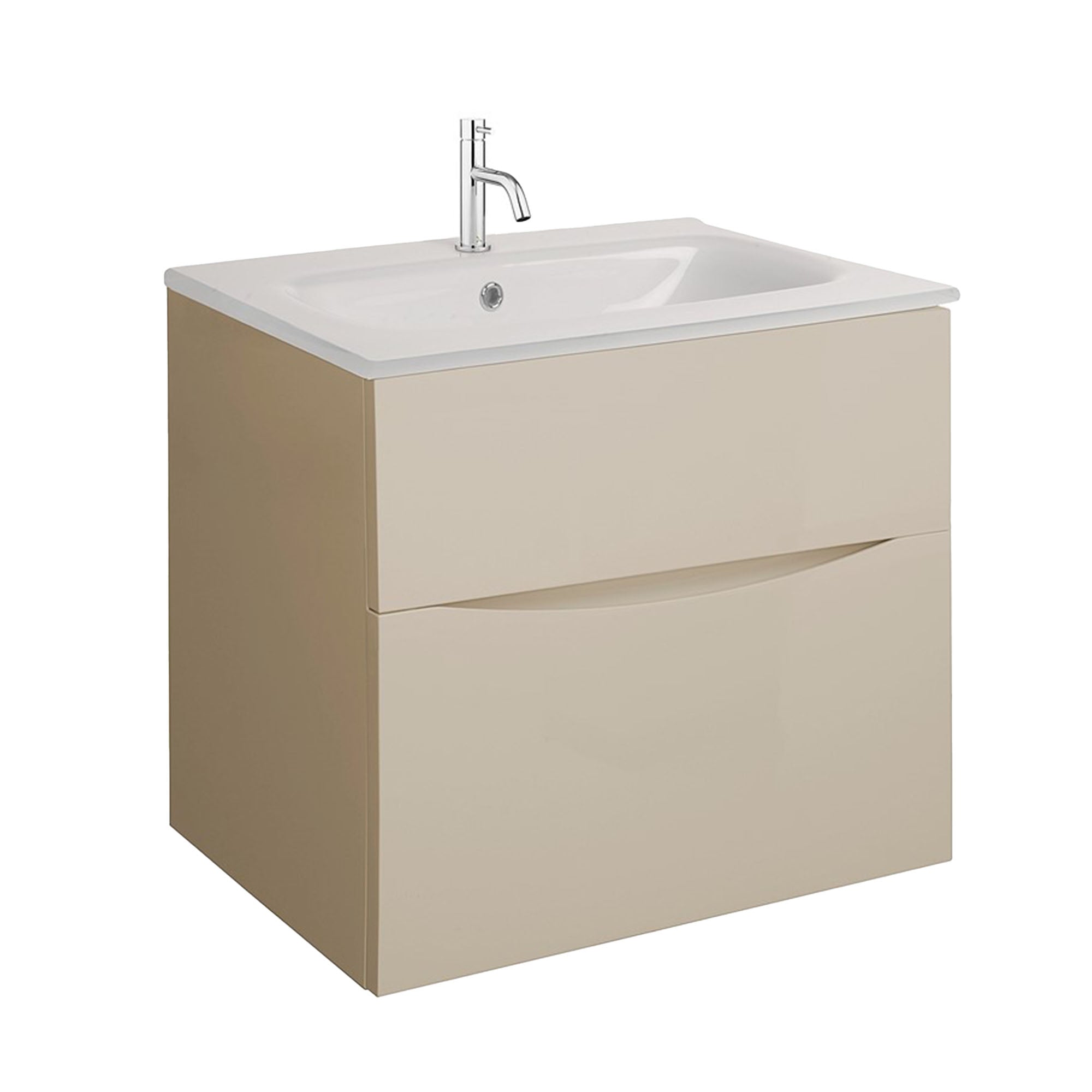 Crosswater Glide II 2-Drawer Wall Hung Vanity Unit With Ice White Glass Basin