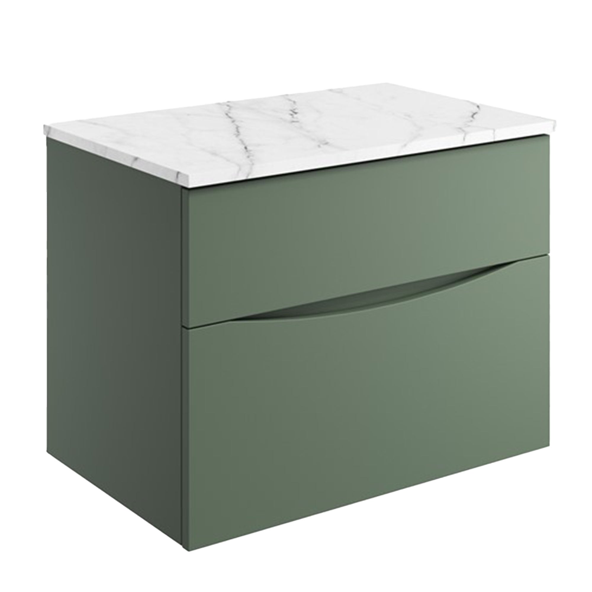 Crosswater Glide II 2-Drawer Wall Hung Vanity Unit With Carrara Marble Worktop