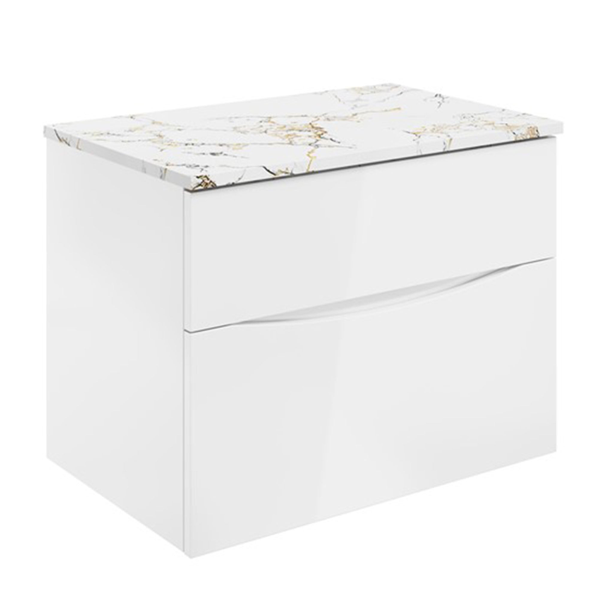 crosswater glide II 700 wall hung vanity unit with gold vein estatuario marble worktop gloss white