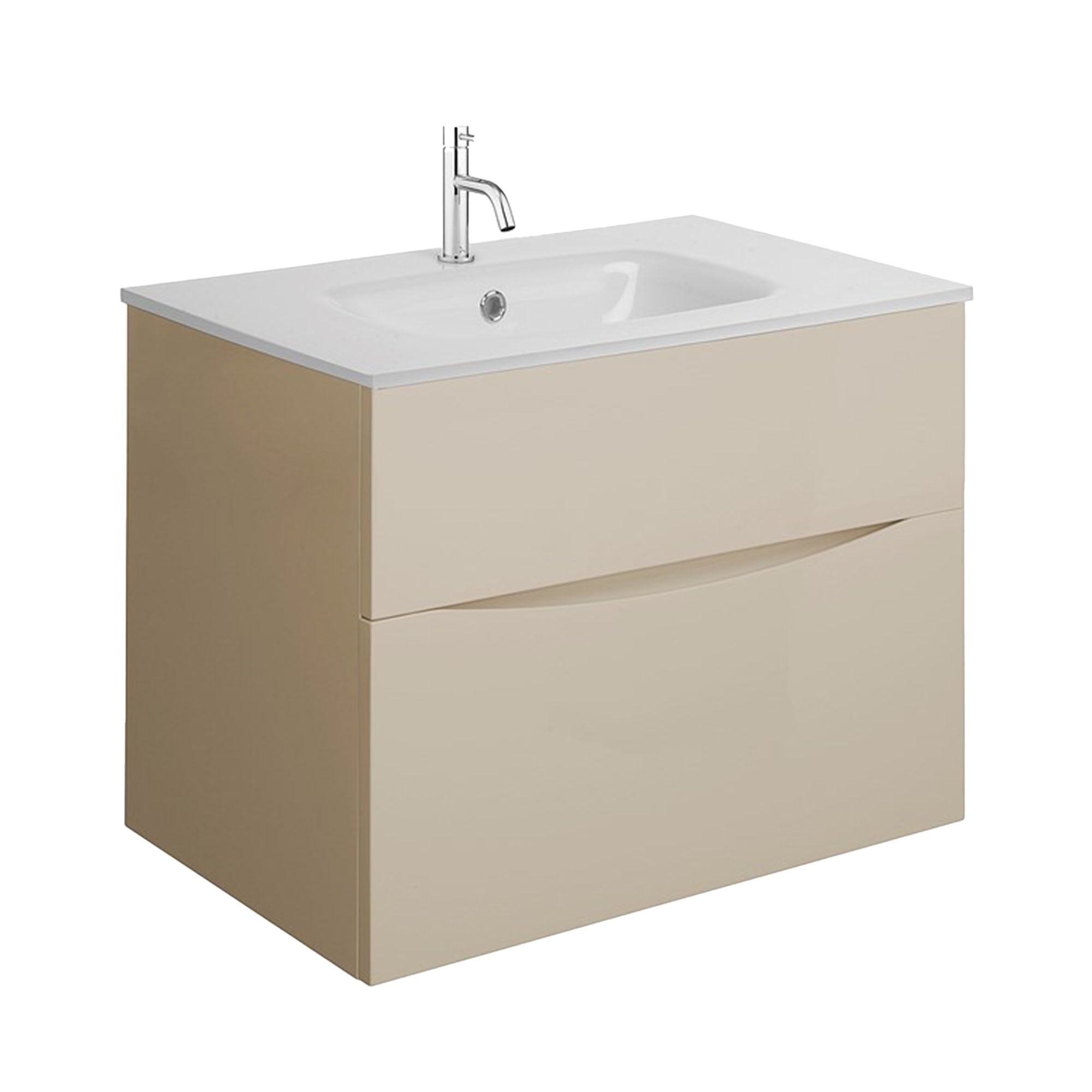 Crosswater Glide II 2-Drawer Wall Hung Vanity Unit With Ice White Glass Basin