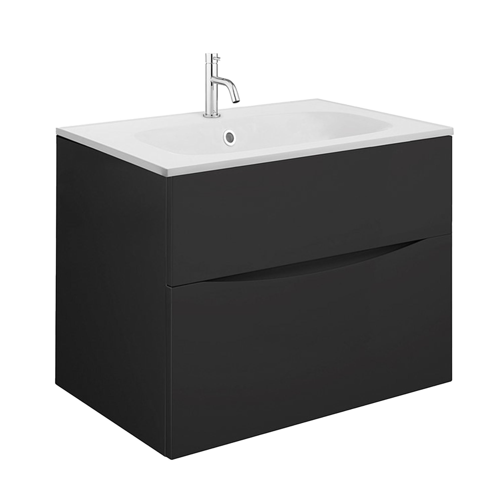 crosswater glide II 500 wall hung vanity unit with matt white basin matt black