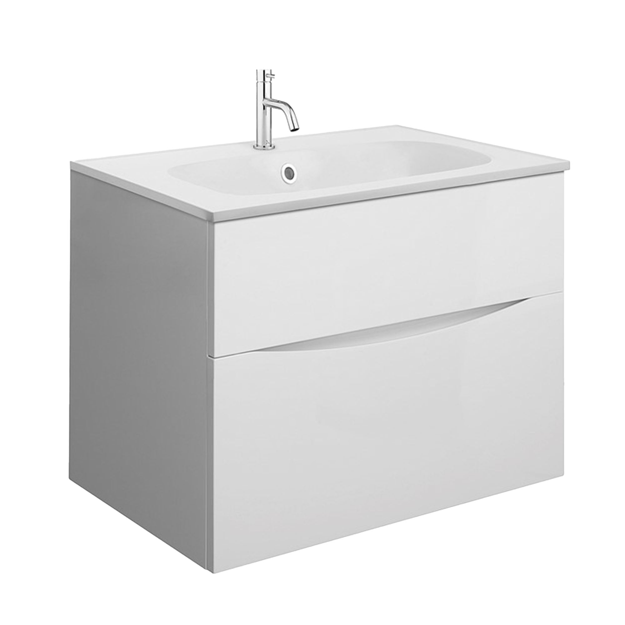 crosswater glide II 500 wall hung vanity unit with matt white basin white gloss