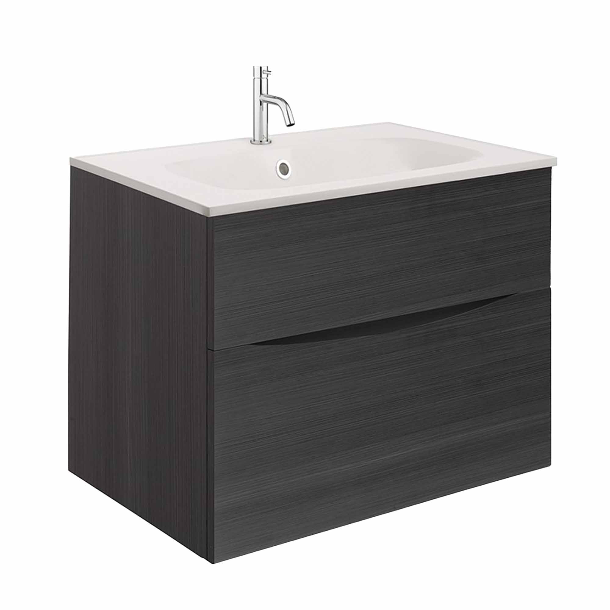 crosswater glide II 500 wall hung vanity unit with matt white basin steelwood