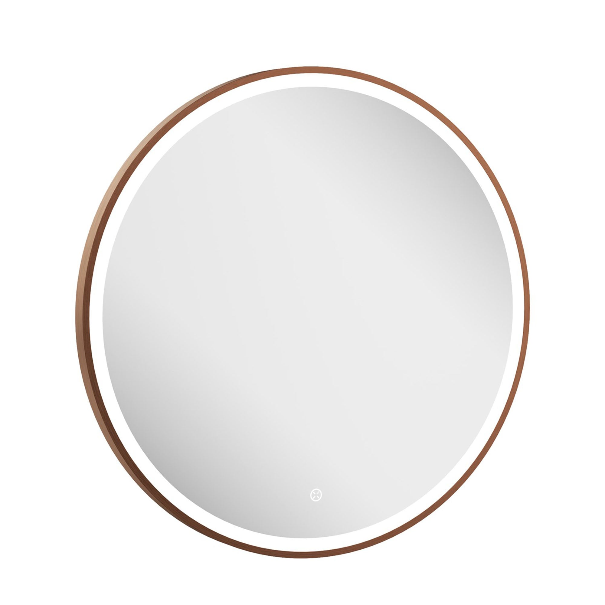 crosswater infinity framed led round mirror 700mm brushed bronze