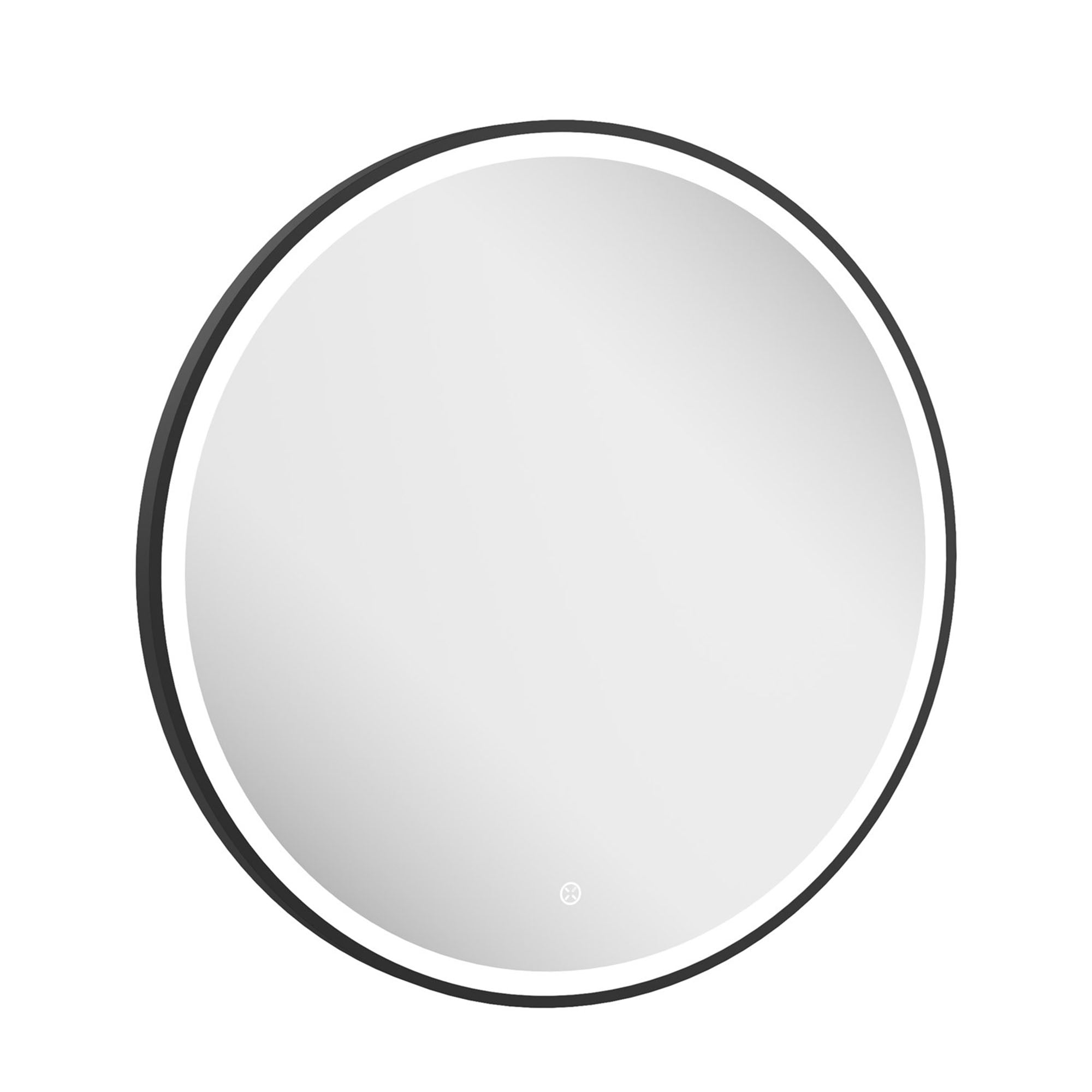 crosswater infinity framed led round mirror 700mm matt black