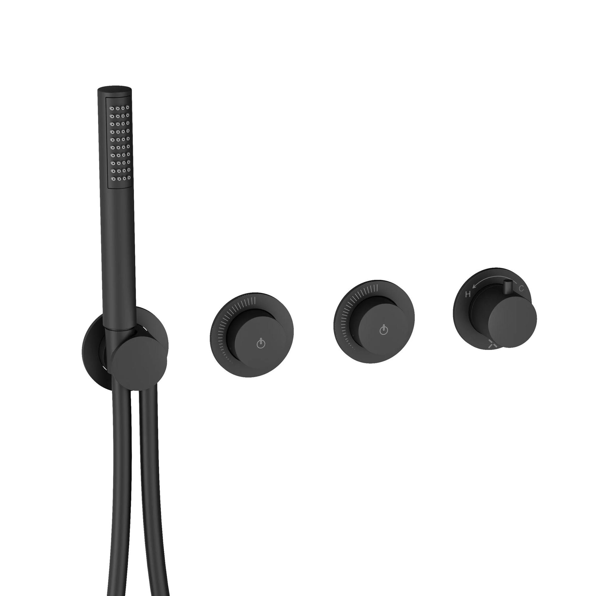 crosswater module mpro push 2 outlet thermostatic shower valve with pencil handset matt black