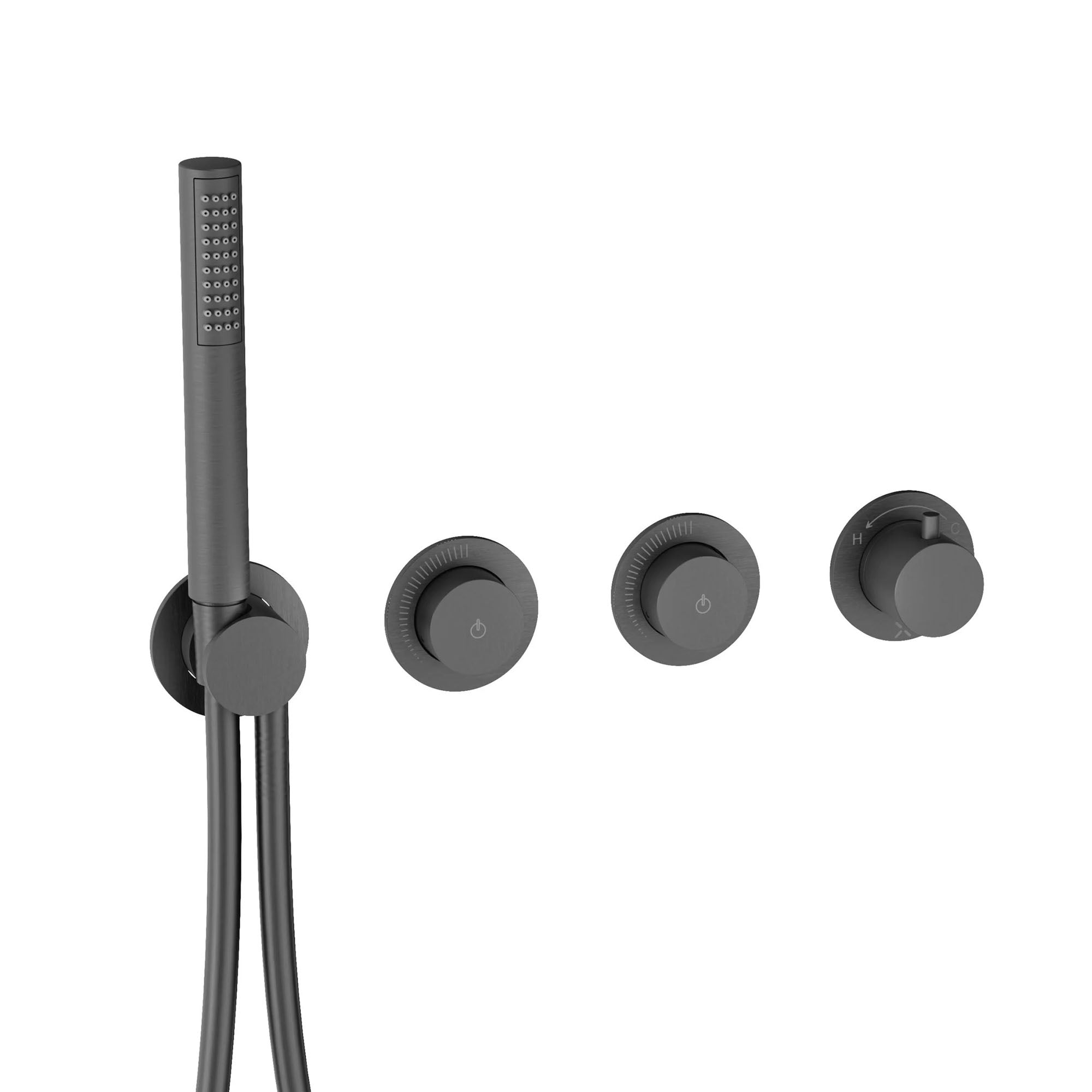 crosswater module mpro push 2 outlet thermostatic shower valve with pencil handset slate