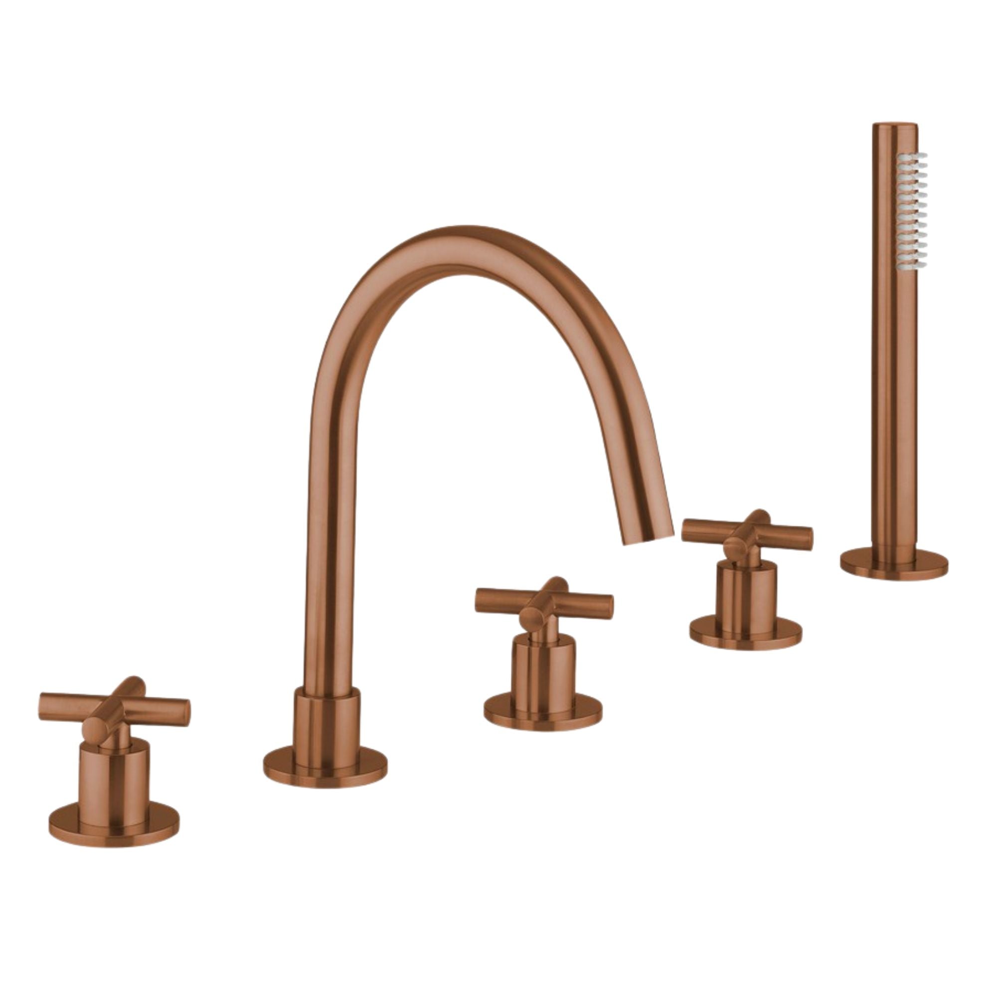 Crosswater MPRO Crosshead Highneck 5 Tap Hole Deck Mounted Bath Mixer with Shower Handset