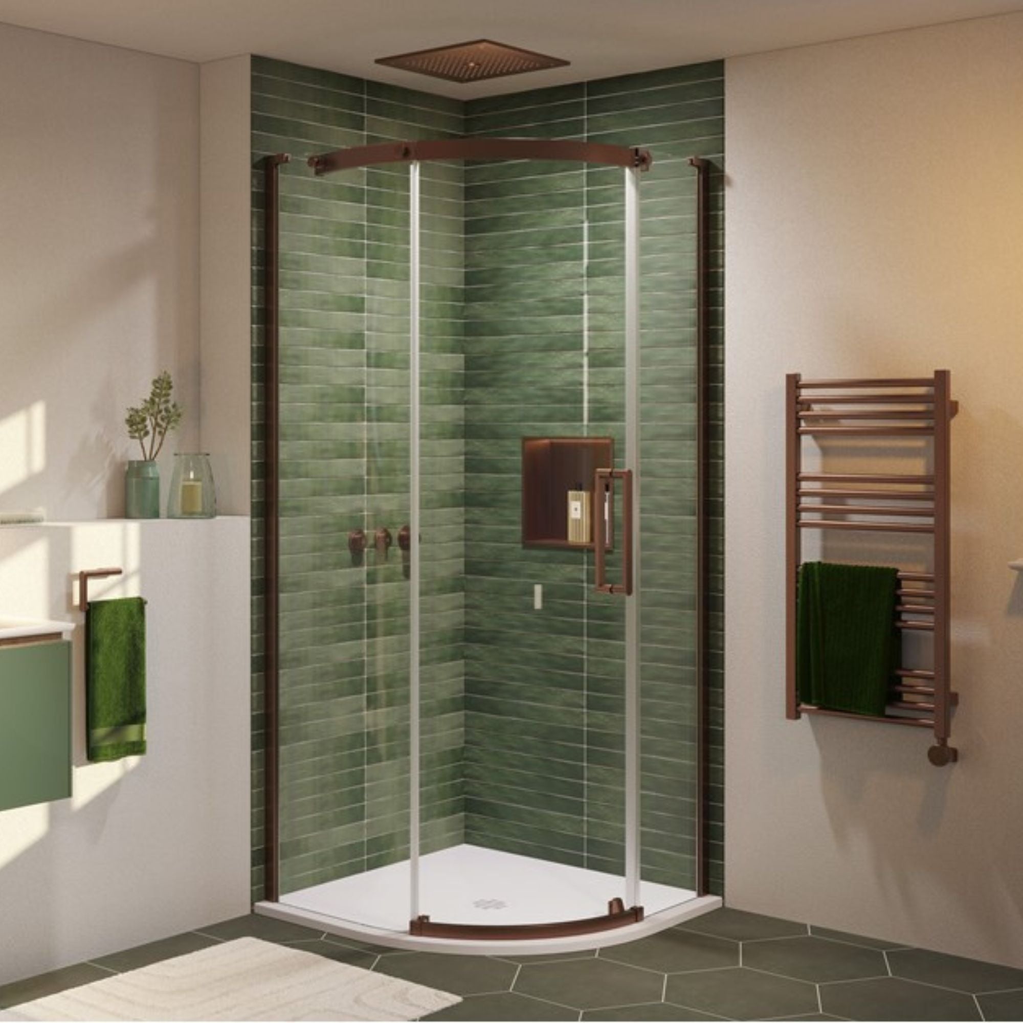 crosswater optix 10 quadrant shower door brushed bronze