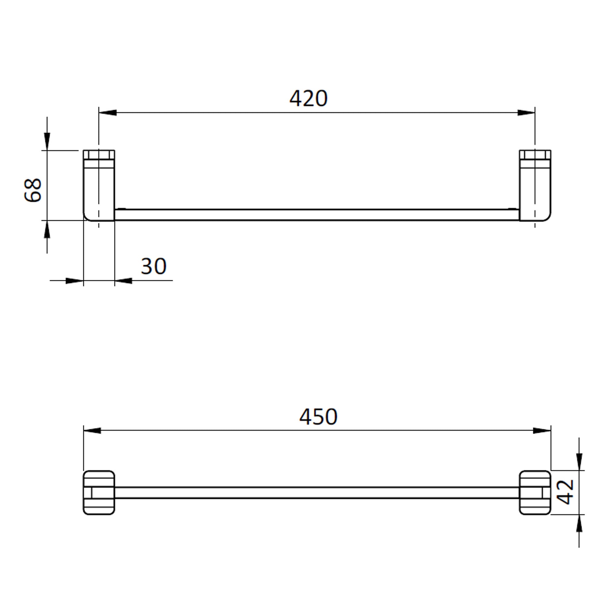 crosswater rotar towel rail 450mm dimensions