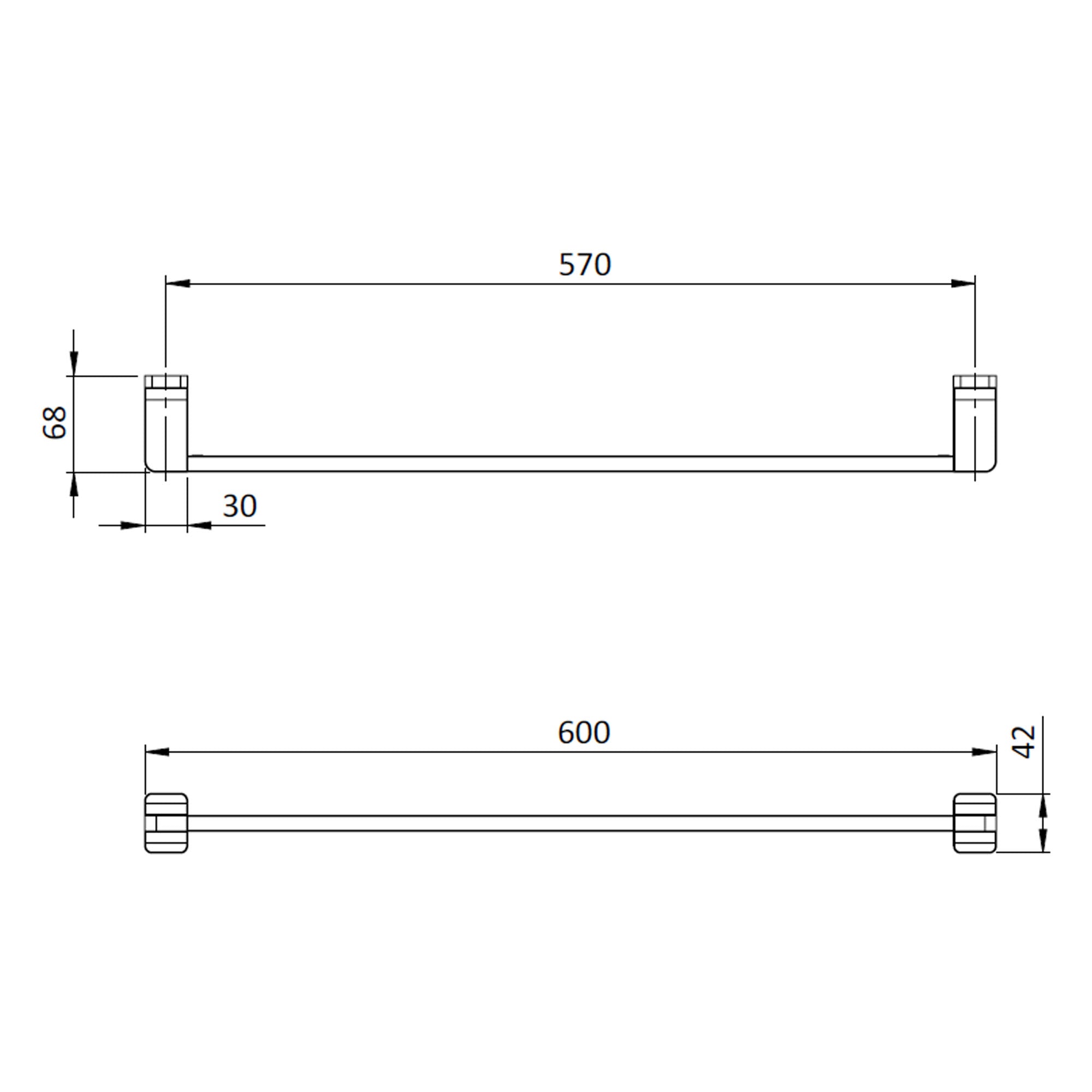 crosswater rotar towel rail 600mm dimensions