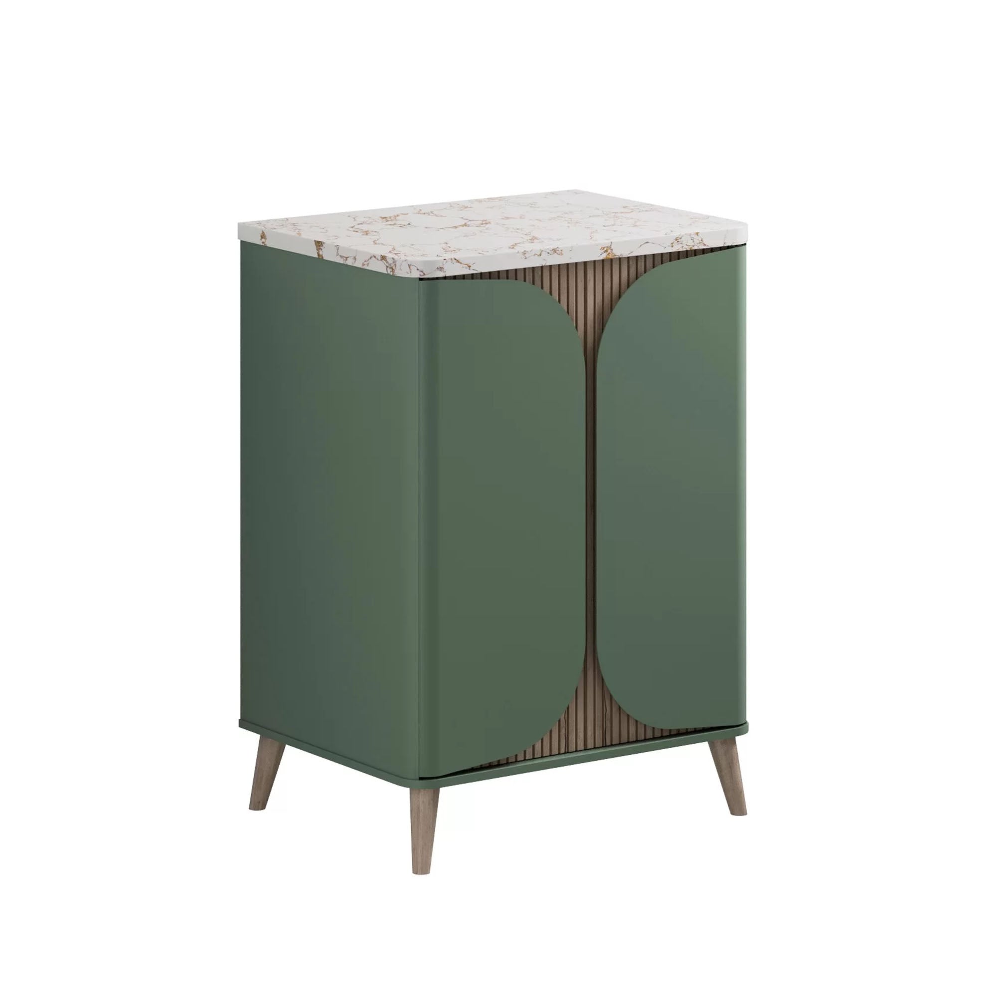 crosswater tambour 600mm 2 door floorstanding vanity unit with gold estatuario worktop sage green