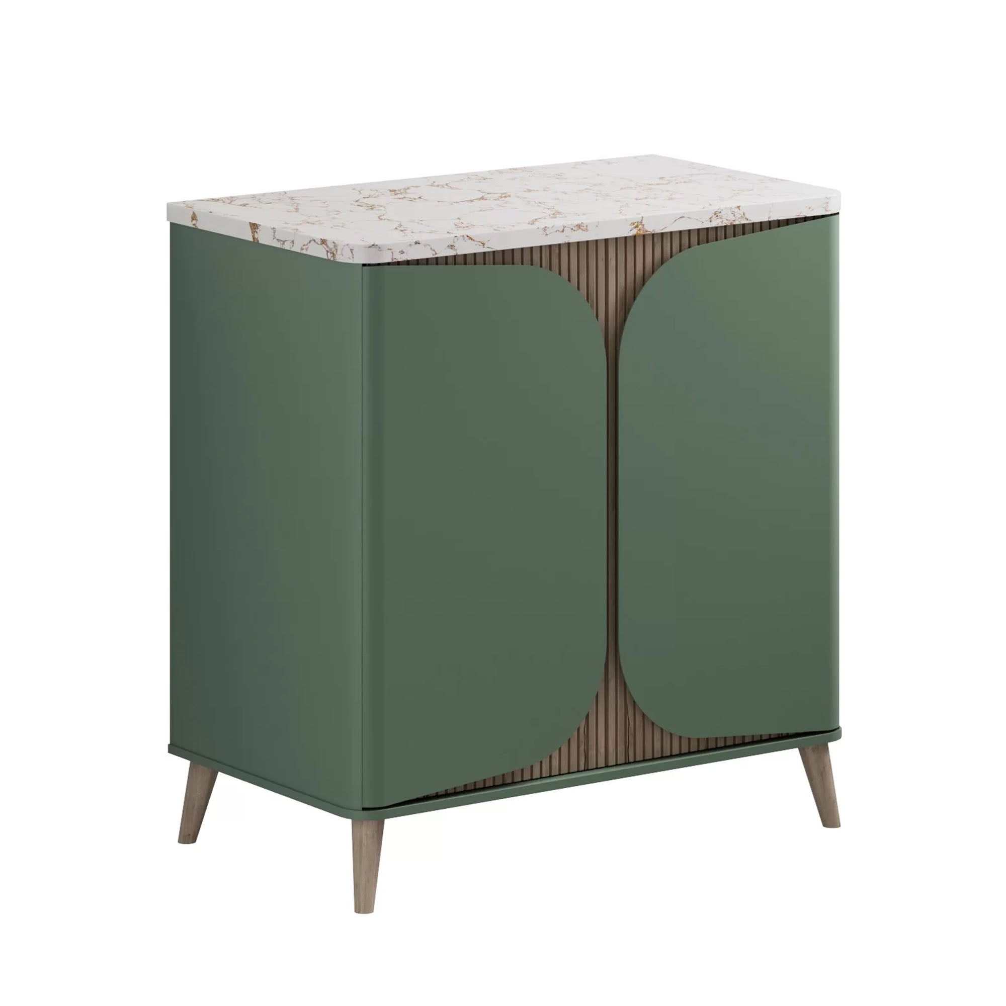 crosswater tambour 800mm 2 door floorstanding vanity unit with gold estatuario worktop sage green