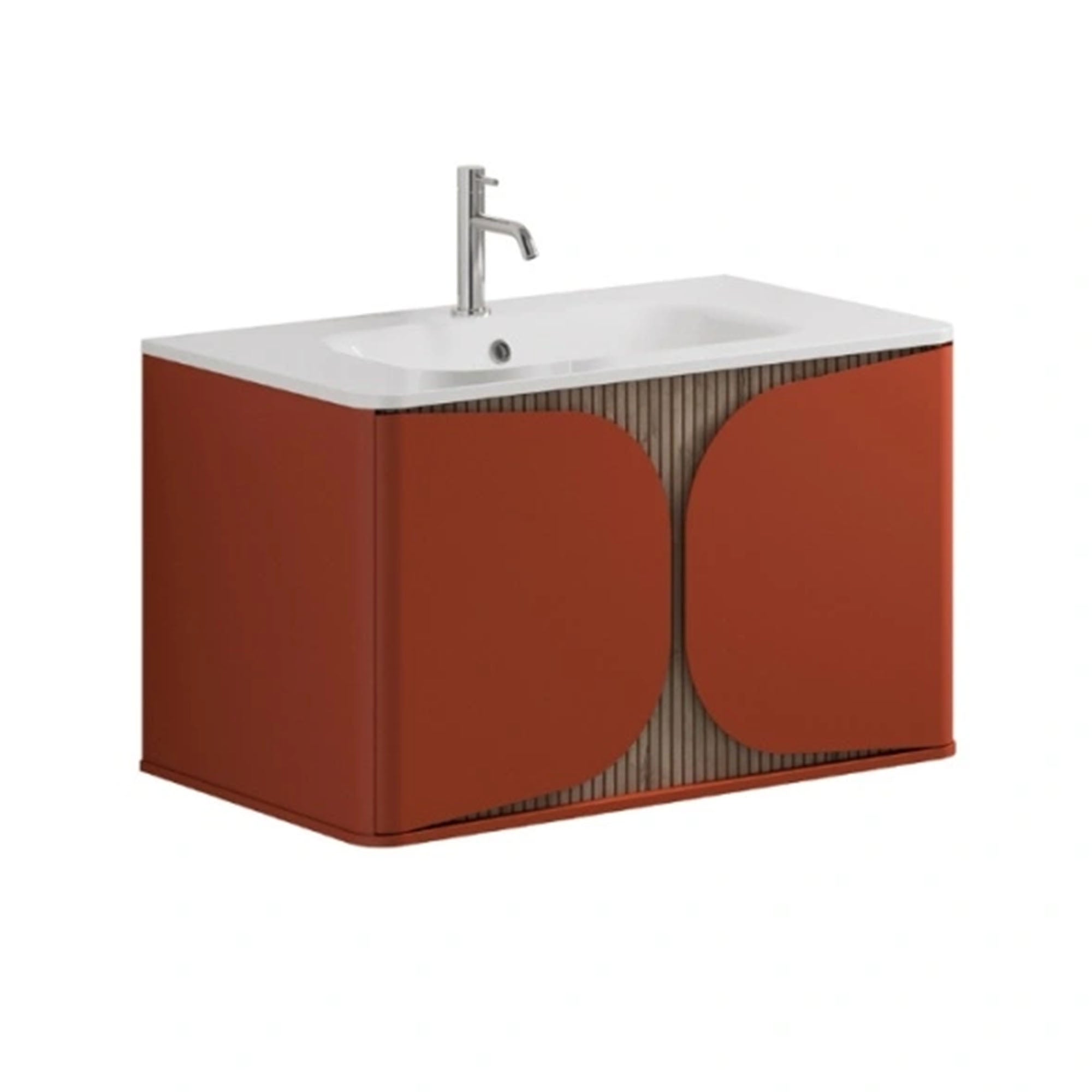 crosswater tambour 800mm single drawer wall mounted vanity unit with stone resin basin soft clay