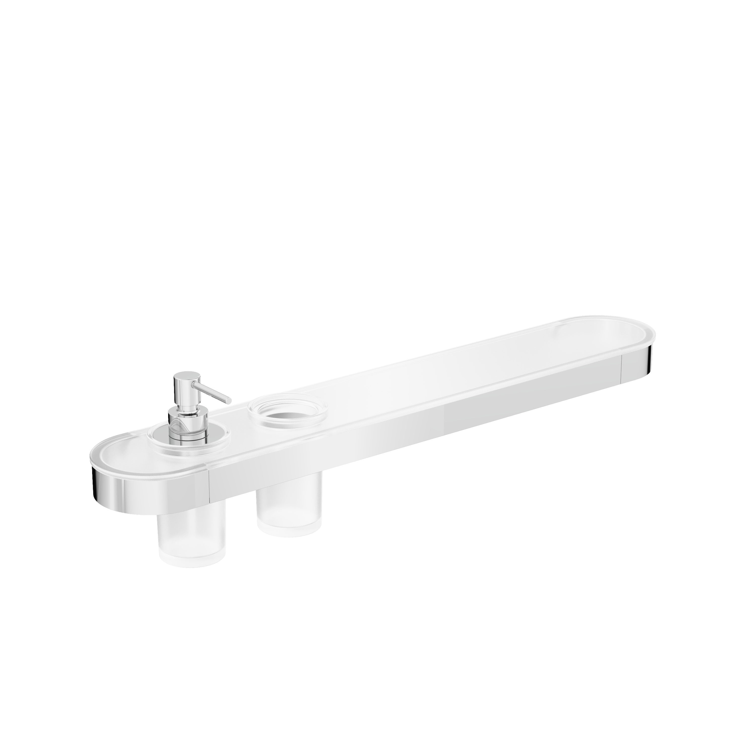 Crosswater Velo Round Tray Soap Dispenser & Tumbler Holder Deluxe Bathrooms
