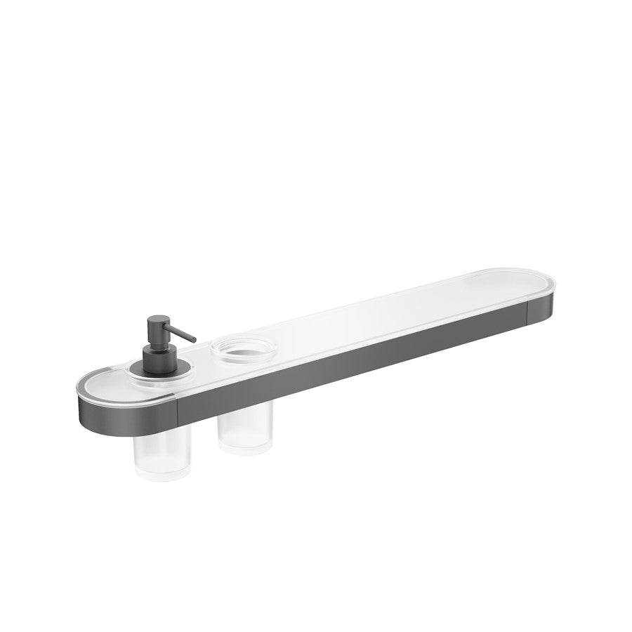 Crosswater Velo Round Tray Soap Dispenser & Tumbler Holder Deluxe Bathrooms