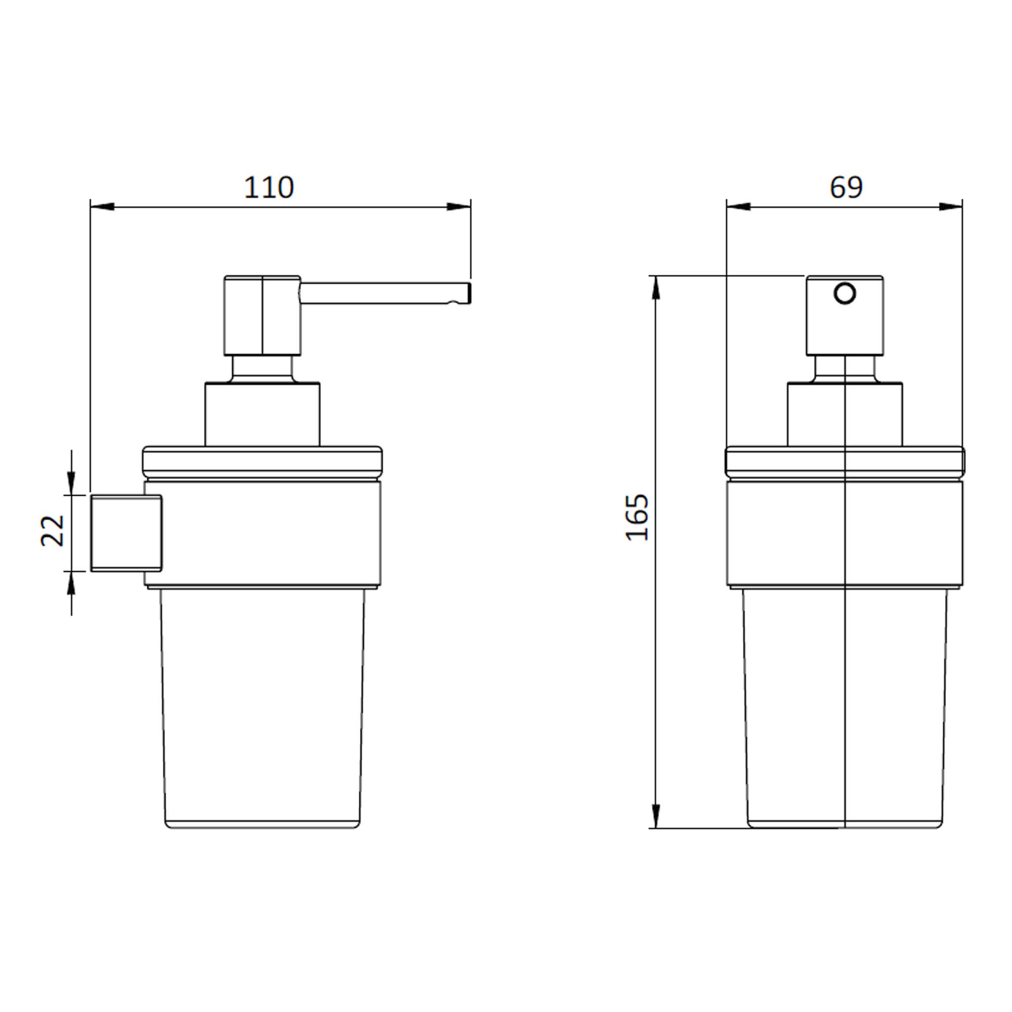 crosswater velo soap dispenser dimensions