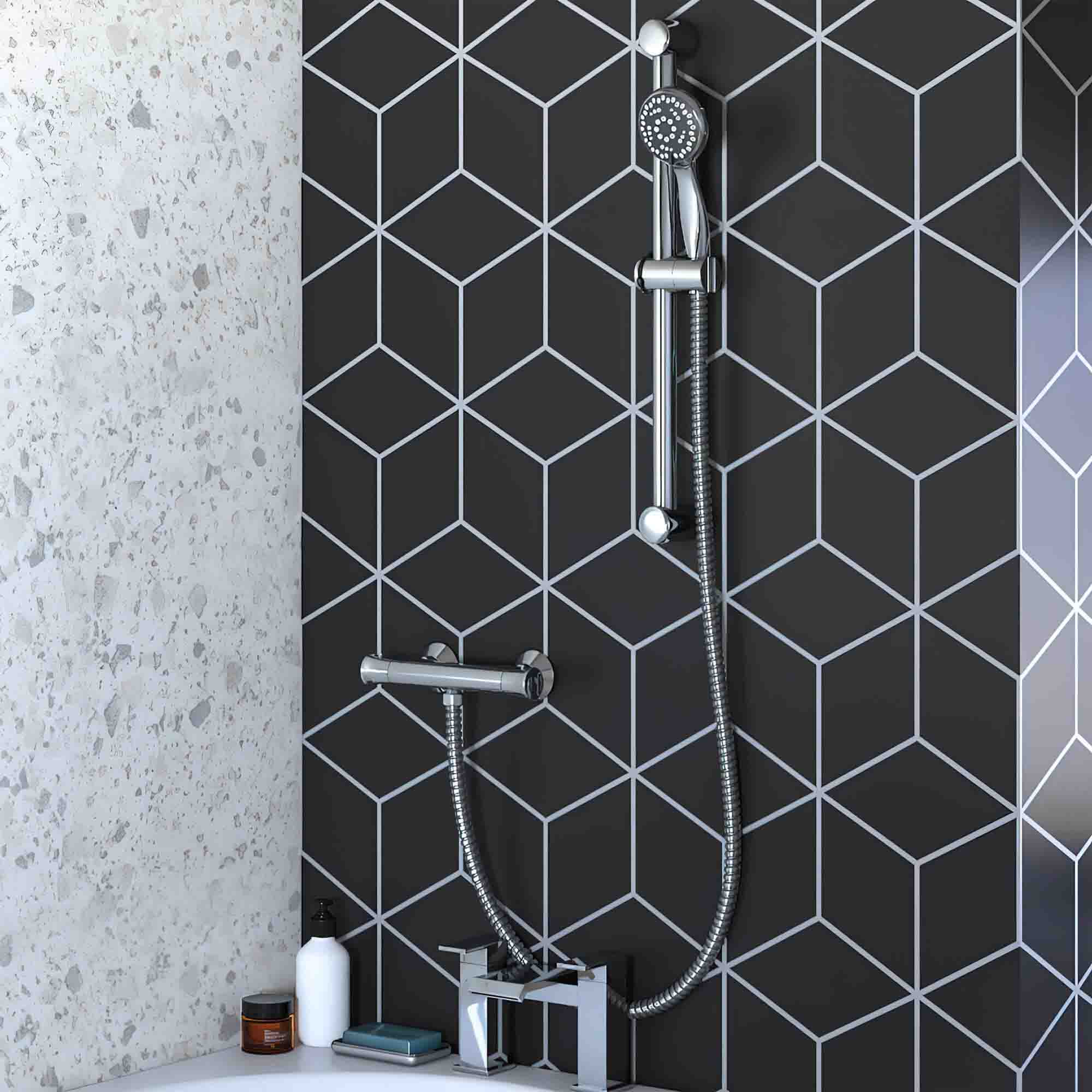 Deluxe Thermostatic Exposed Bar Valve Shower with Riser Kit & Fast Fix ...