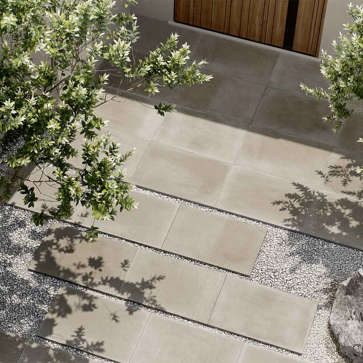 Devon Stone Greige 20mm Antique Effect Outdoor Porcelain Tile 60x90cm Matt