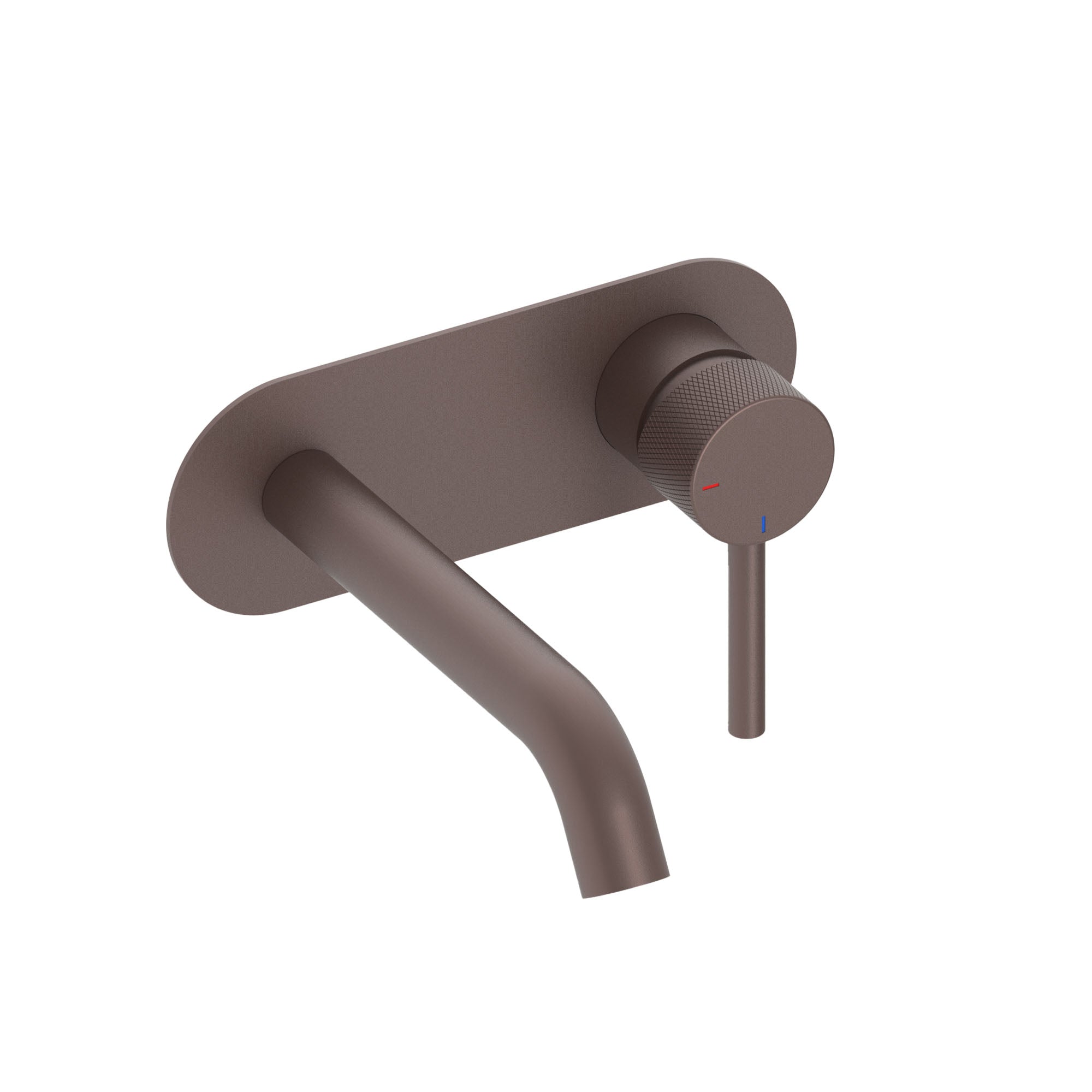 elliot 2 hole wall mounted round eco basin mixer brushed bronze