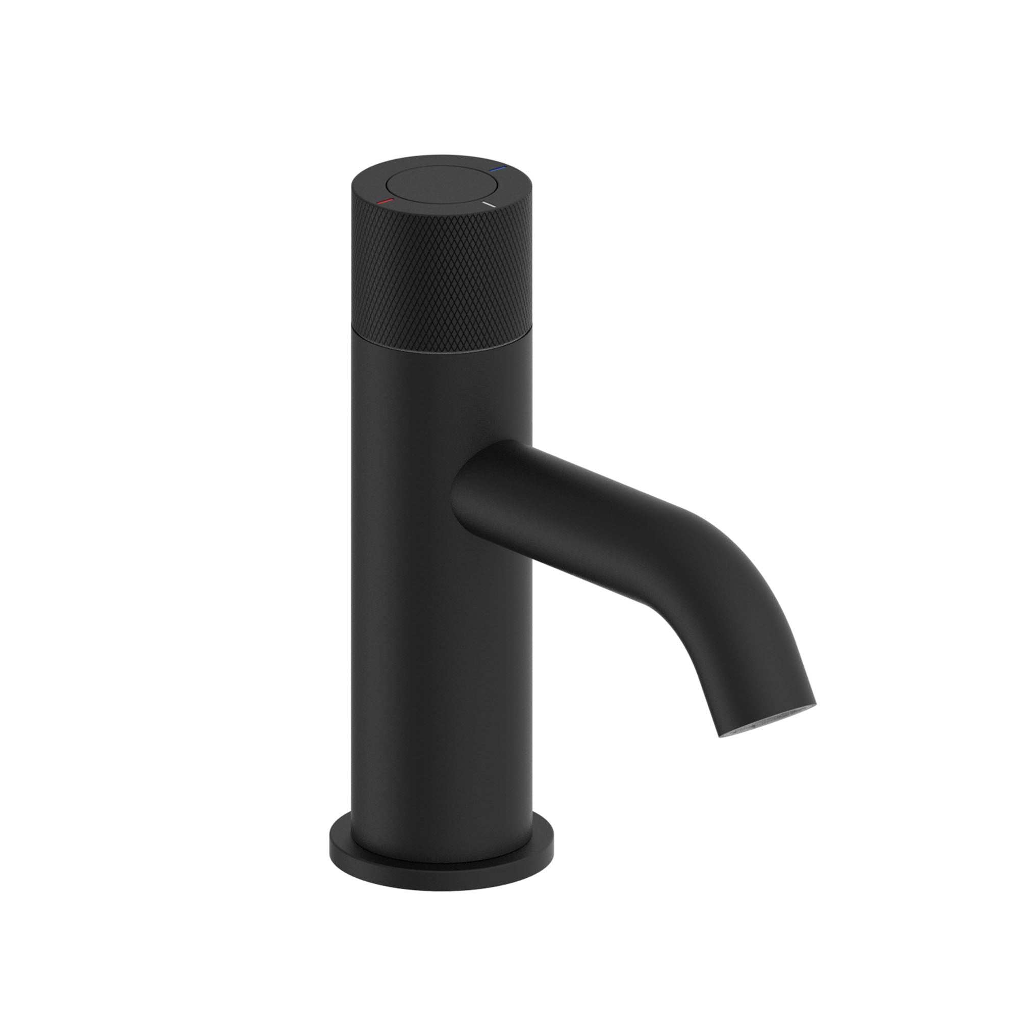 elliot push button knurled basin mixer matt black