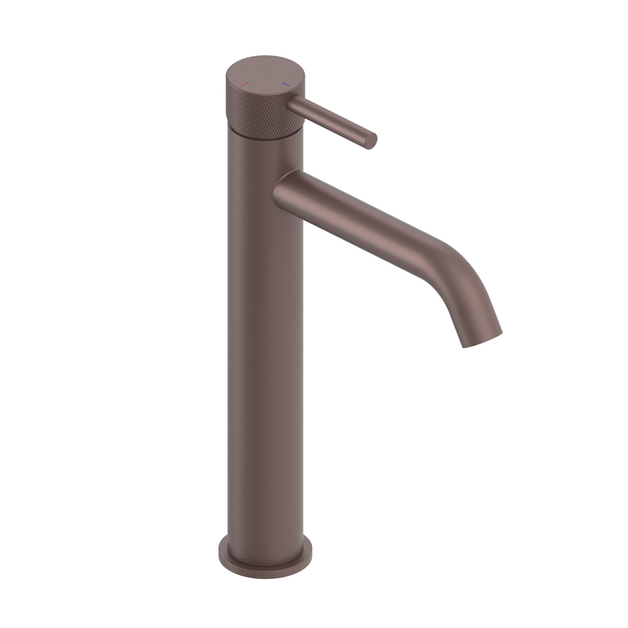 elliot round eco lever knurled tall basin mixer brushed bronze