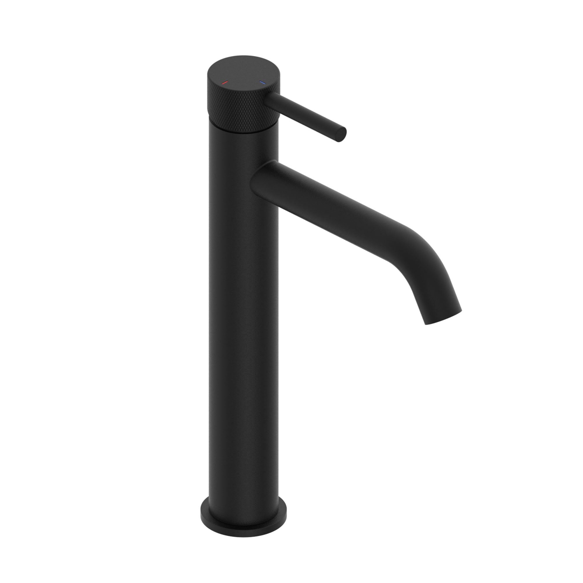 elliot round eco lever knurled tall basin mixer matt black